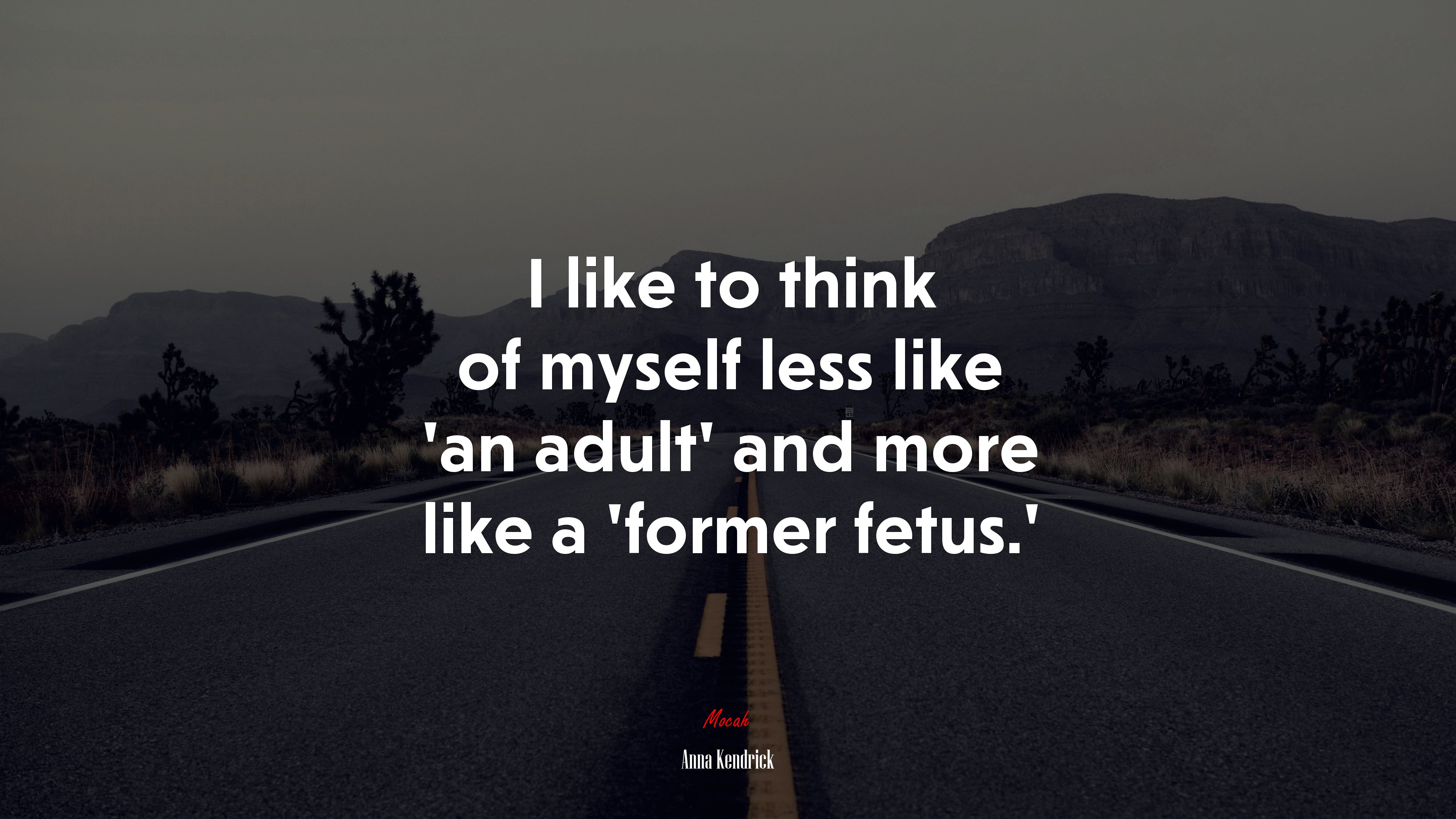 I like to think of myself less like ‘an adult’ and more like a ‘former fetus.’ | Anna Kendrick quote HD Wallpaper