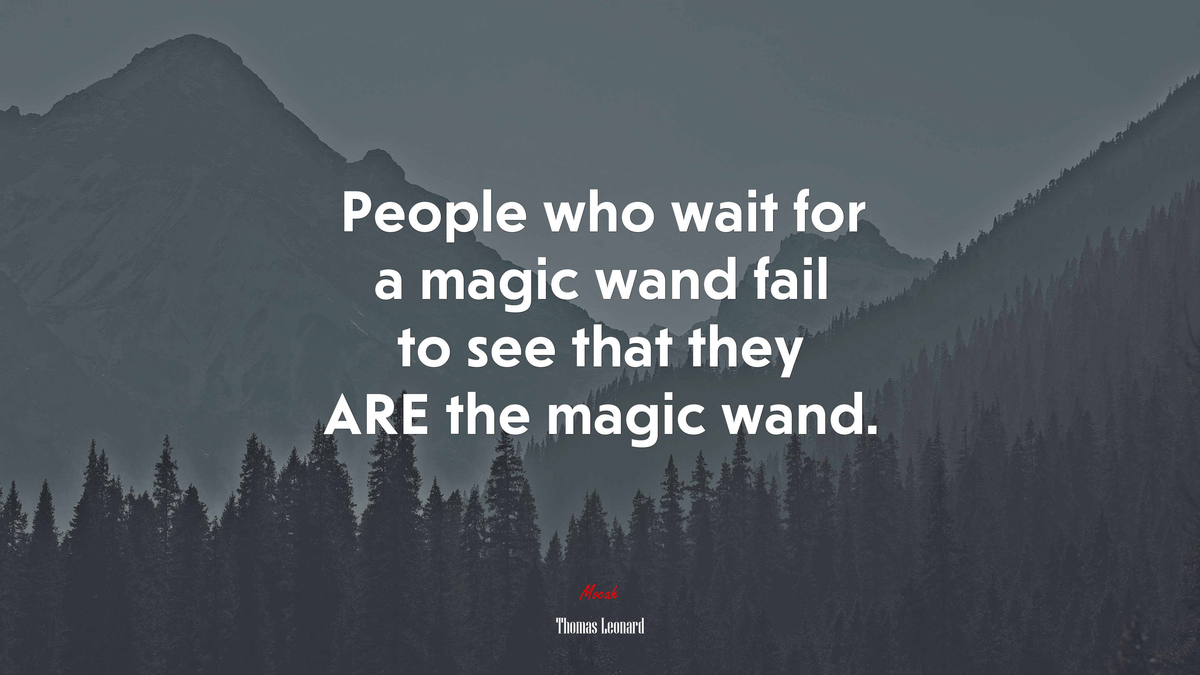 People who wait for a magic wand fail to see that they ARE the magic wand. | Thomas Leonard quote HD Wallpaper