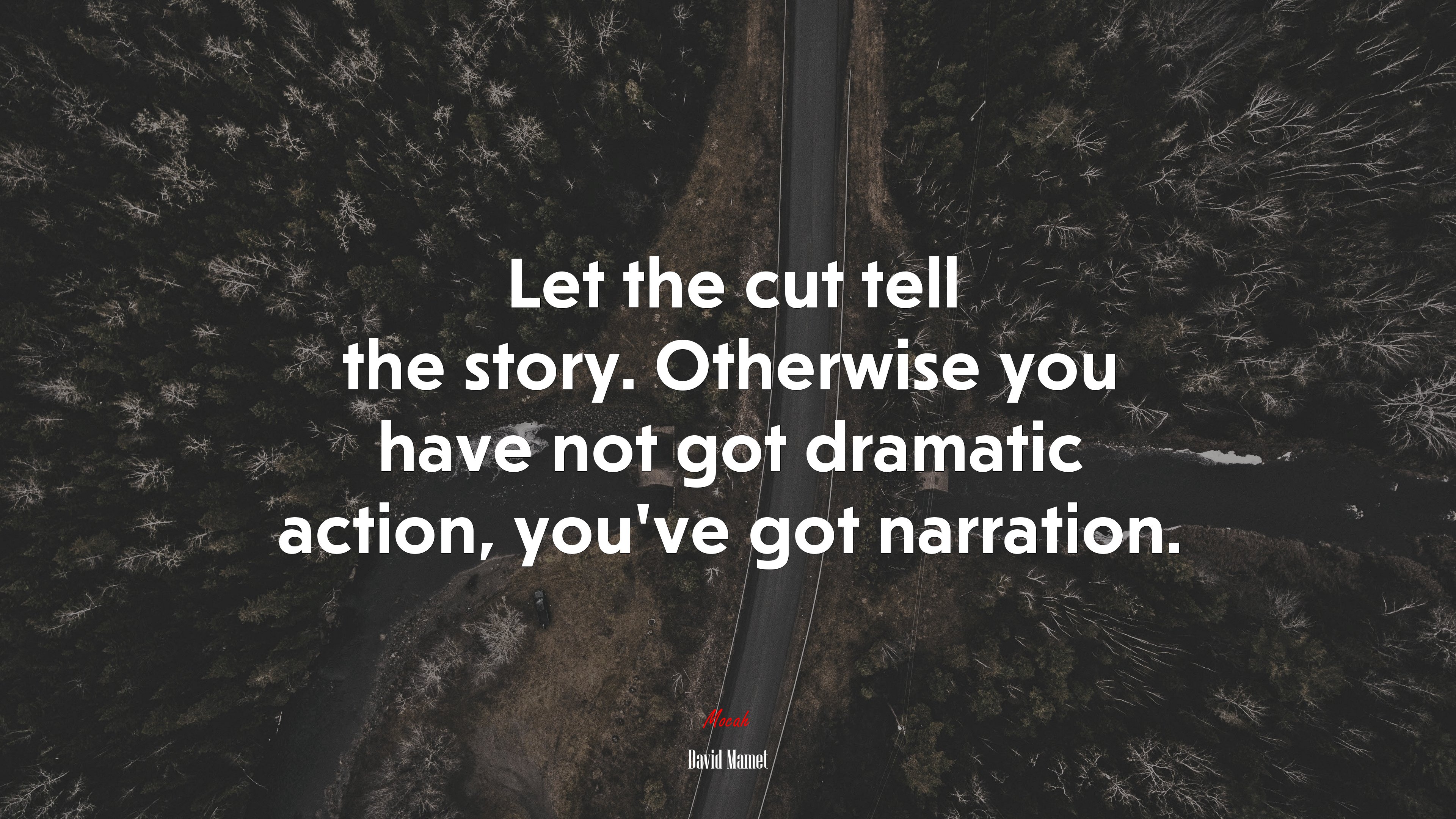 Let the cut tell the story. Otherwise you have not got dramatic action, you’ve got narration. | David Mamet quote HD Wallpaper