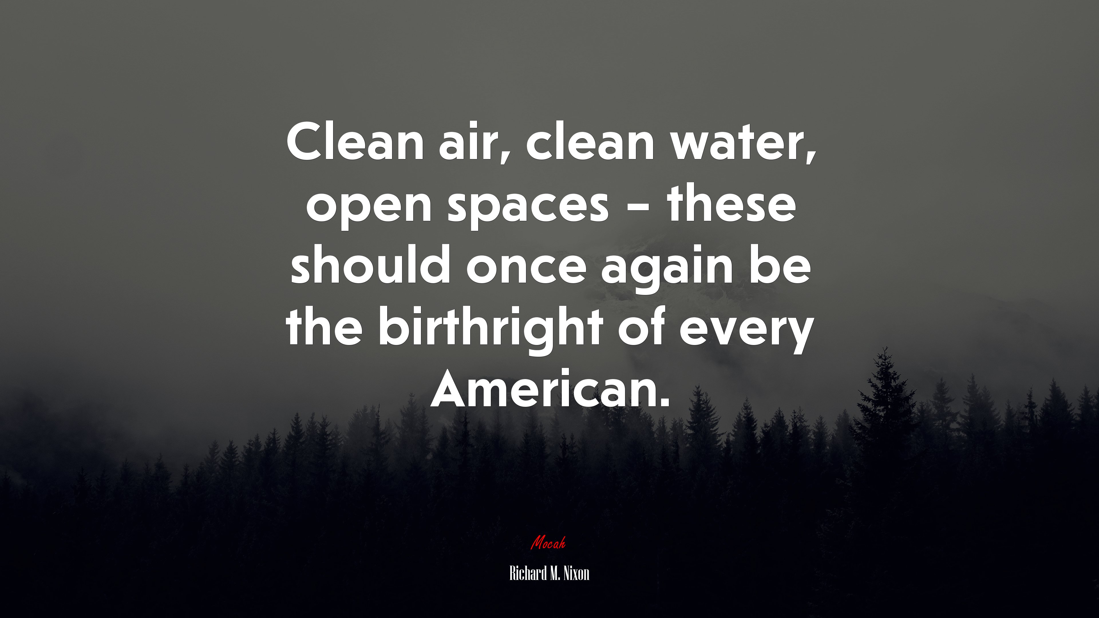 Clean air, clean water, open spaces – these should once again be the birthright of every American. | Richard M. Nixon quote HD Wallpaper