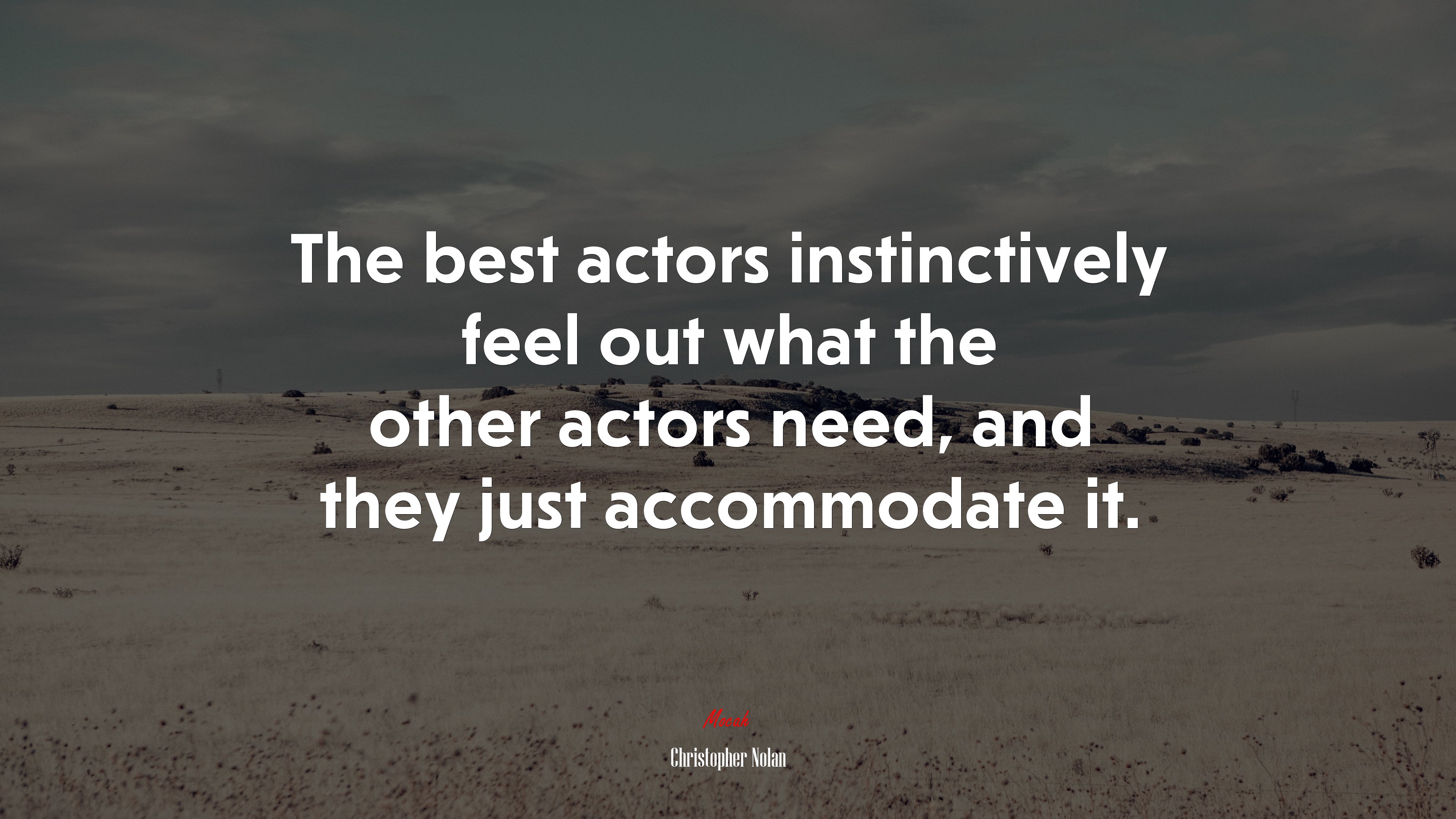 The best actors instinctively feel out what the other actors need, and they just accommodate it. | Christopher Nolan quote HD Wallpaper