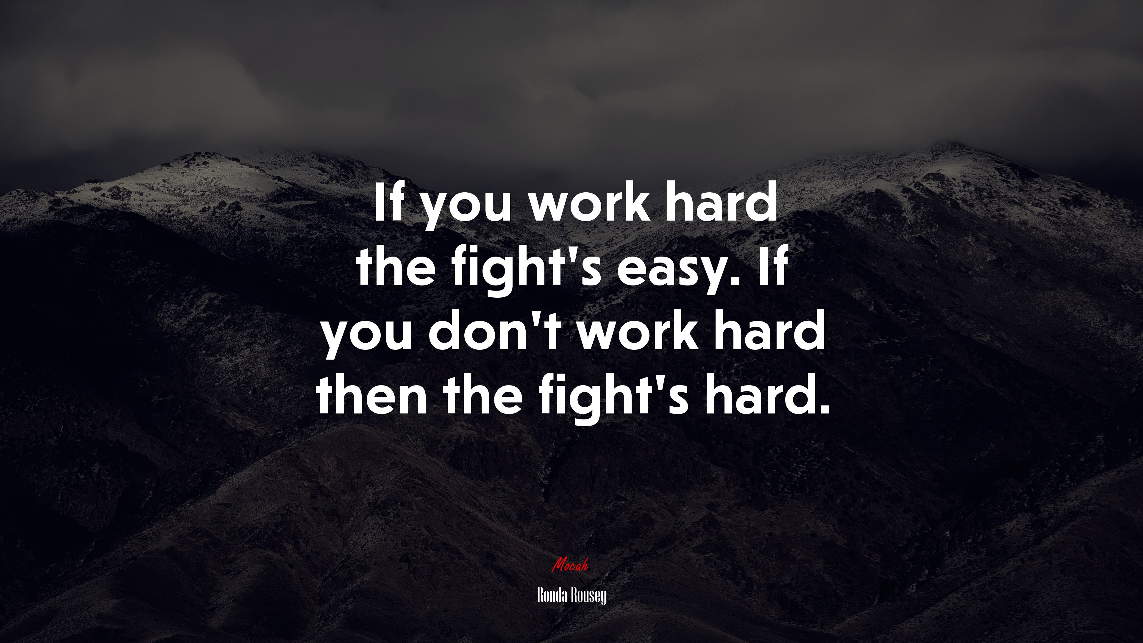 If you work hard the fight’s easy. If you don’t work hard then the fight’s hard. | Ronda Rousey quote HD Wallpaper