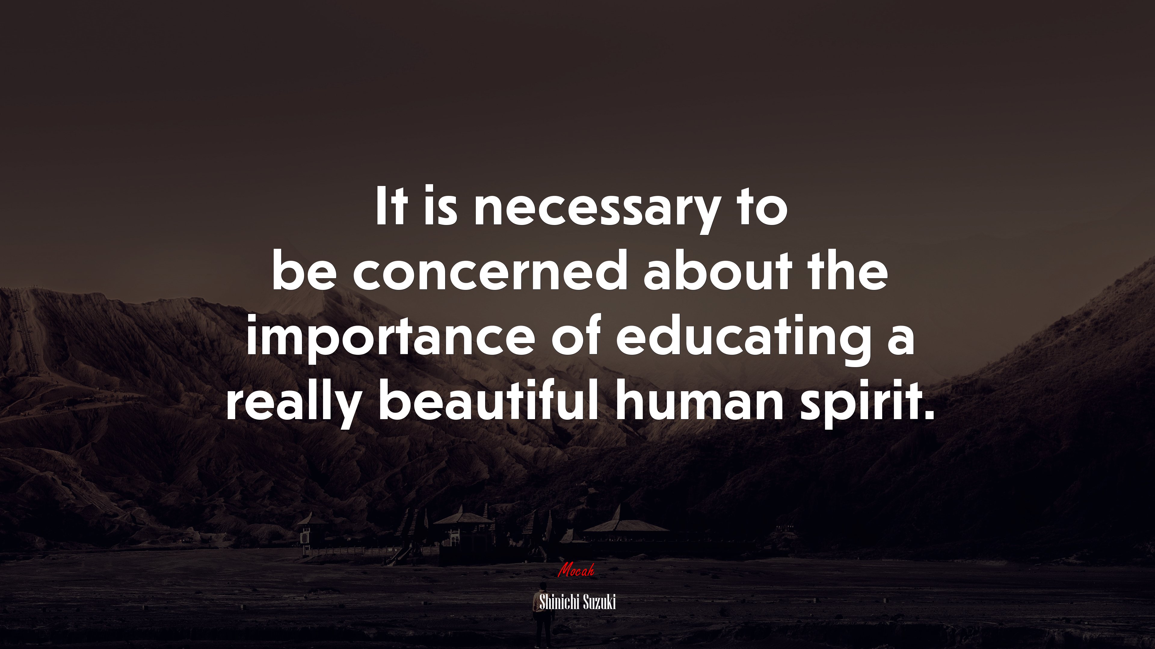 It is necessary to be concerned about the importance of educating a really beautiful human spirit. | Shinichi Suzuki quote HD Wallpaper