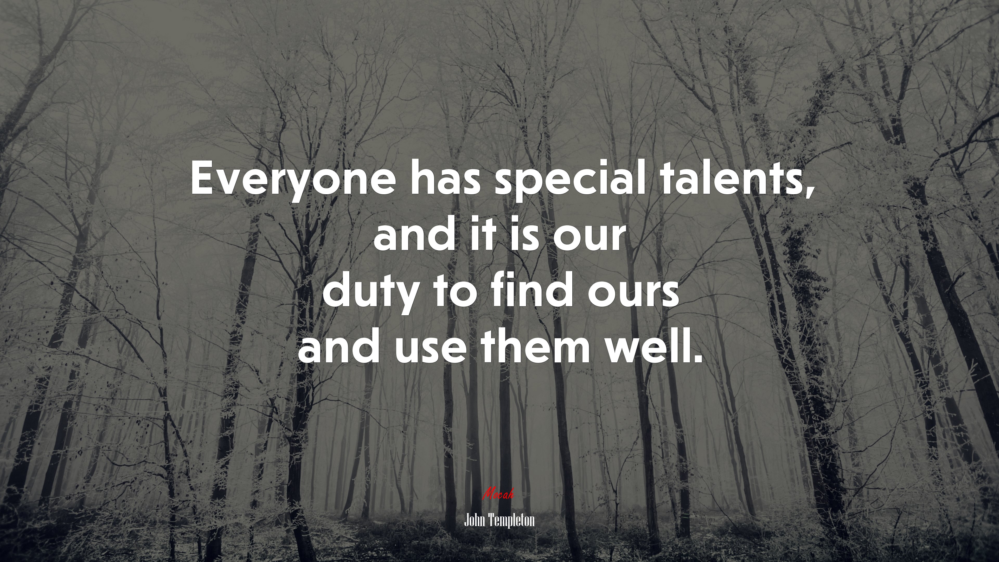 Everyone has special talents, and it is our duty to find ours and use them well. | John Templeton quote HD Wallpaper