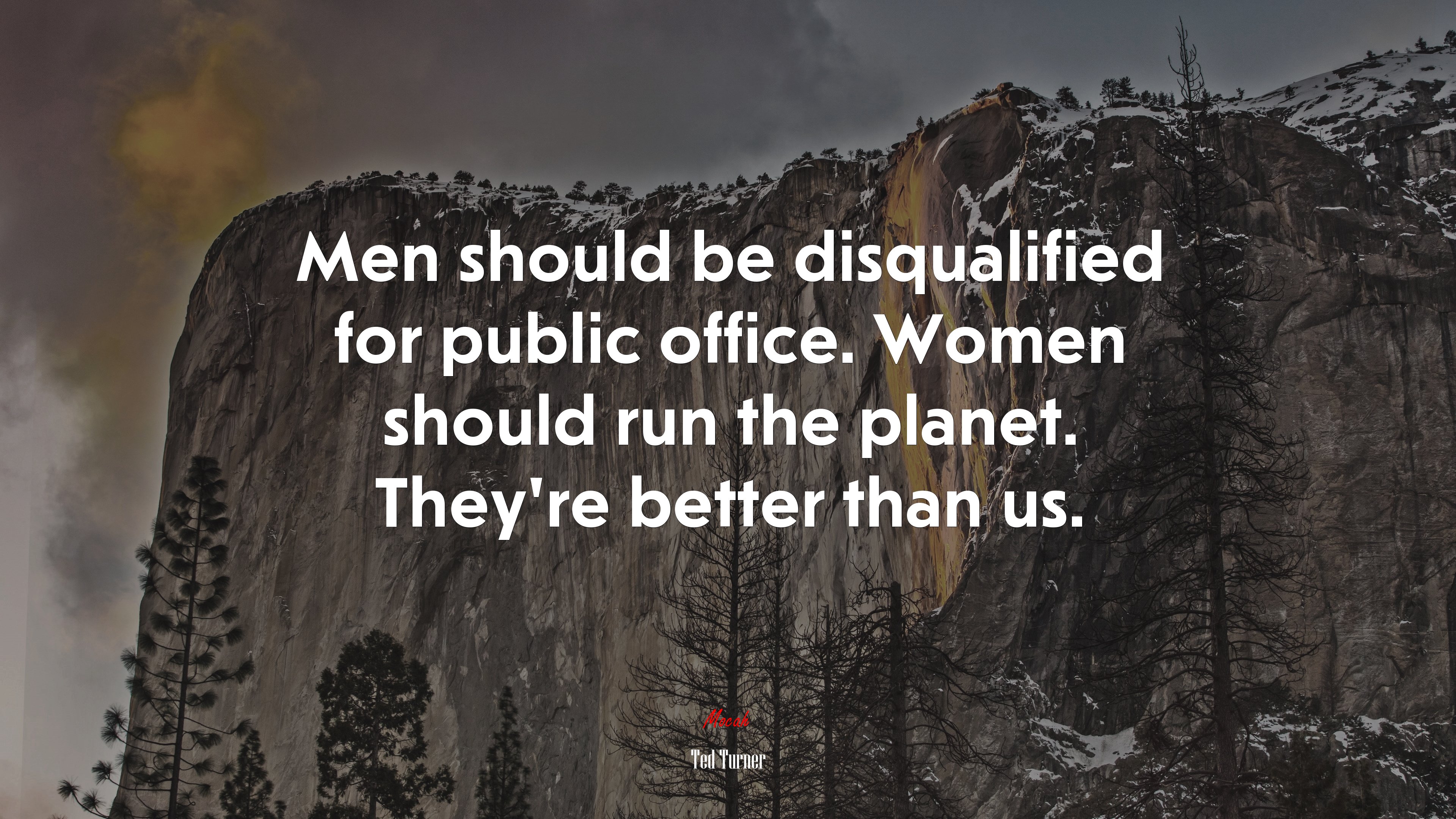 Men should be disqualified for public office. Women should run the planet. They’re better than us. | Ted Turner quote HD Wallpaper