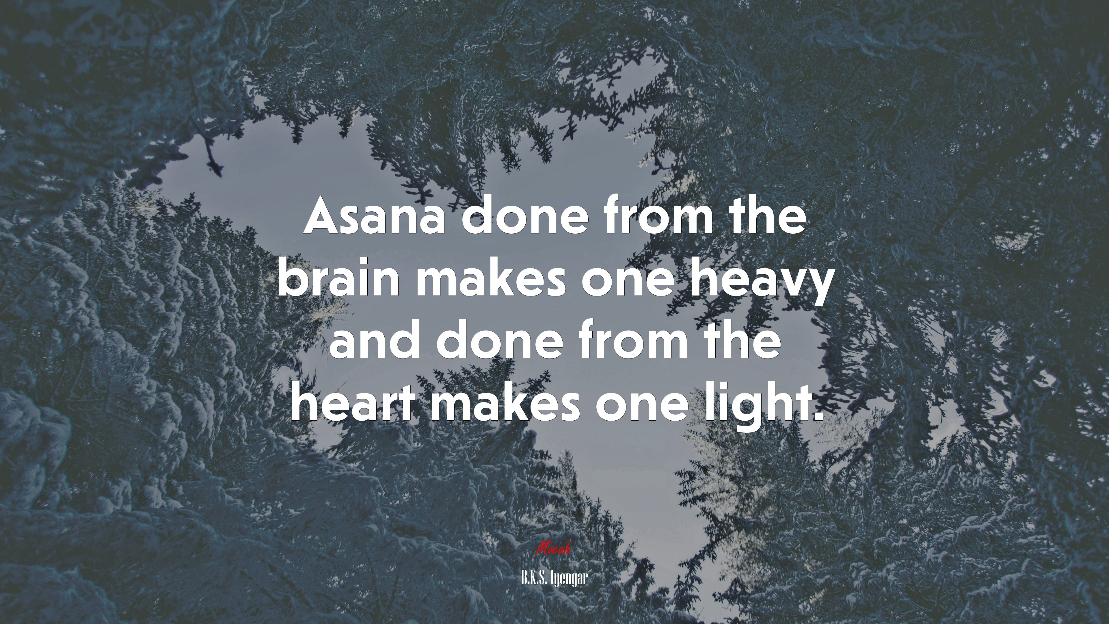 Asana done from the brain makes one heavy and done from the heart makes one light. | B.K.S. Iyengar quote HD Wallpaper