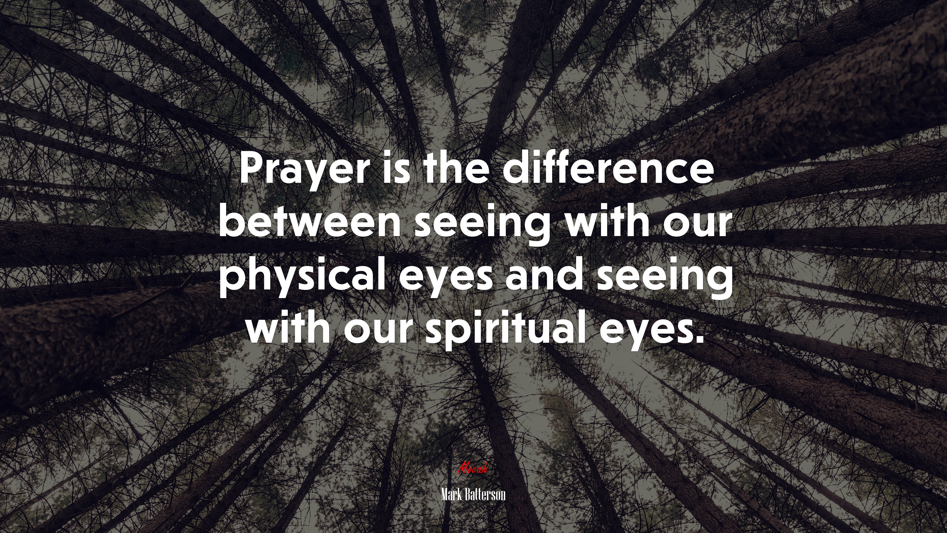 Prayer is the difference between seeing with our physical eyes and seeing with our spiritual eyes. | Mark Batterson quote HD Wallpaper