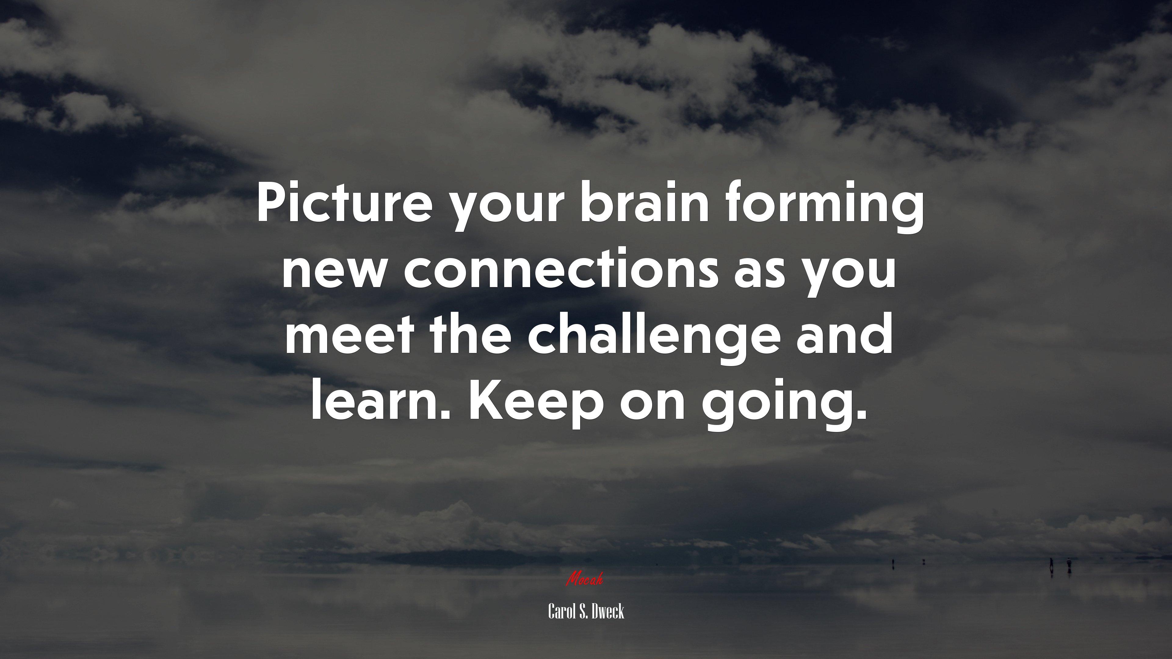 Picture your brain forming new connections as you meet the challenge and learn. Keep on going. | Carol S. Dweck quote HD Wallpaper