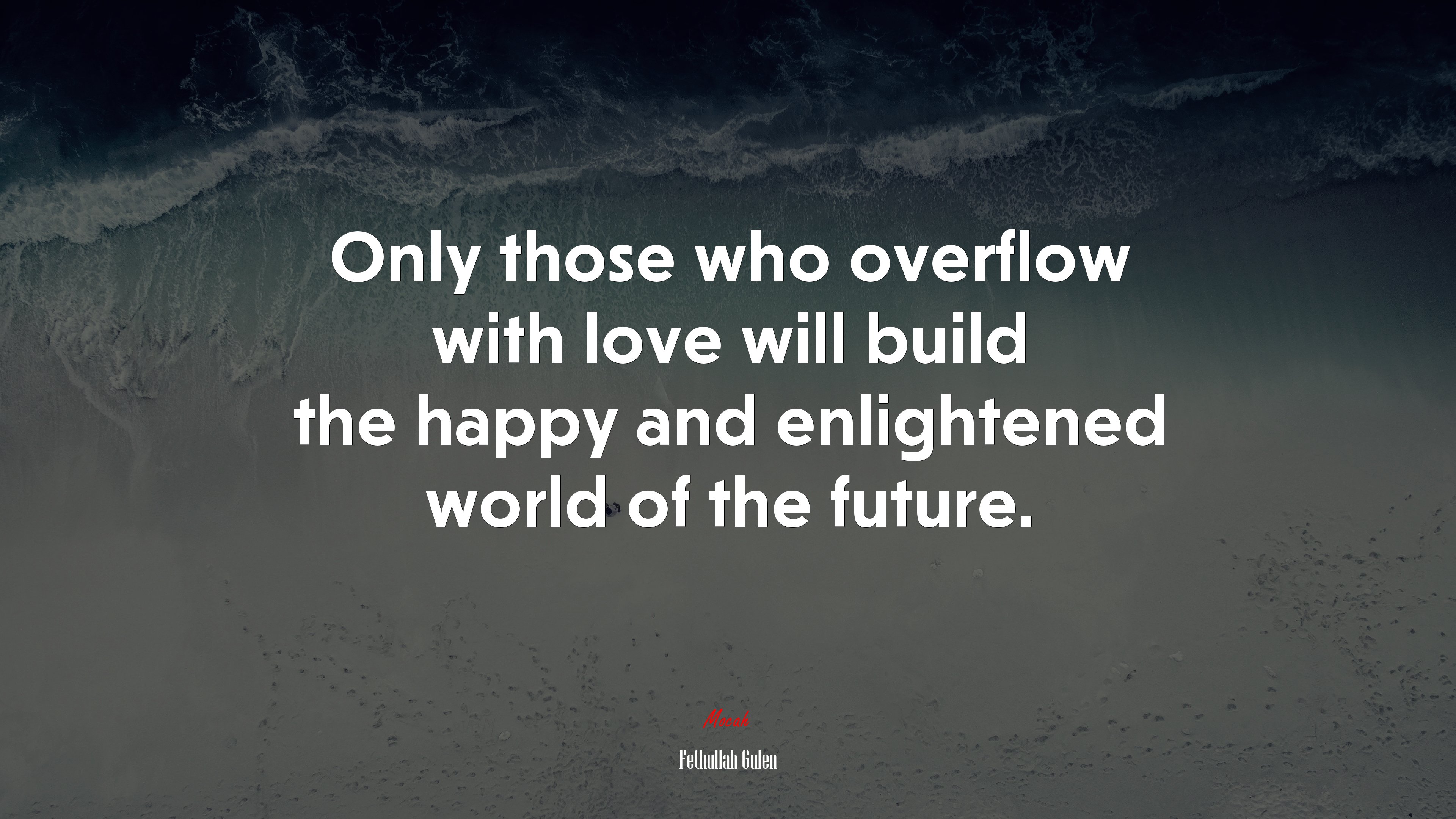 Only those who overflow with love will build the happy and enlightened world of the future. | Fethullah Gulen quote HD Wallpaper