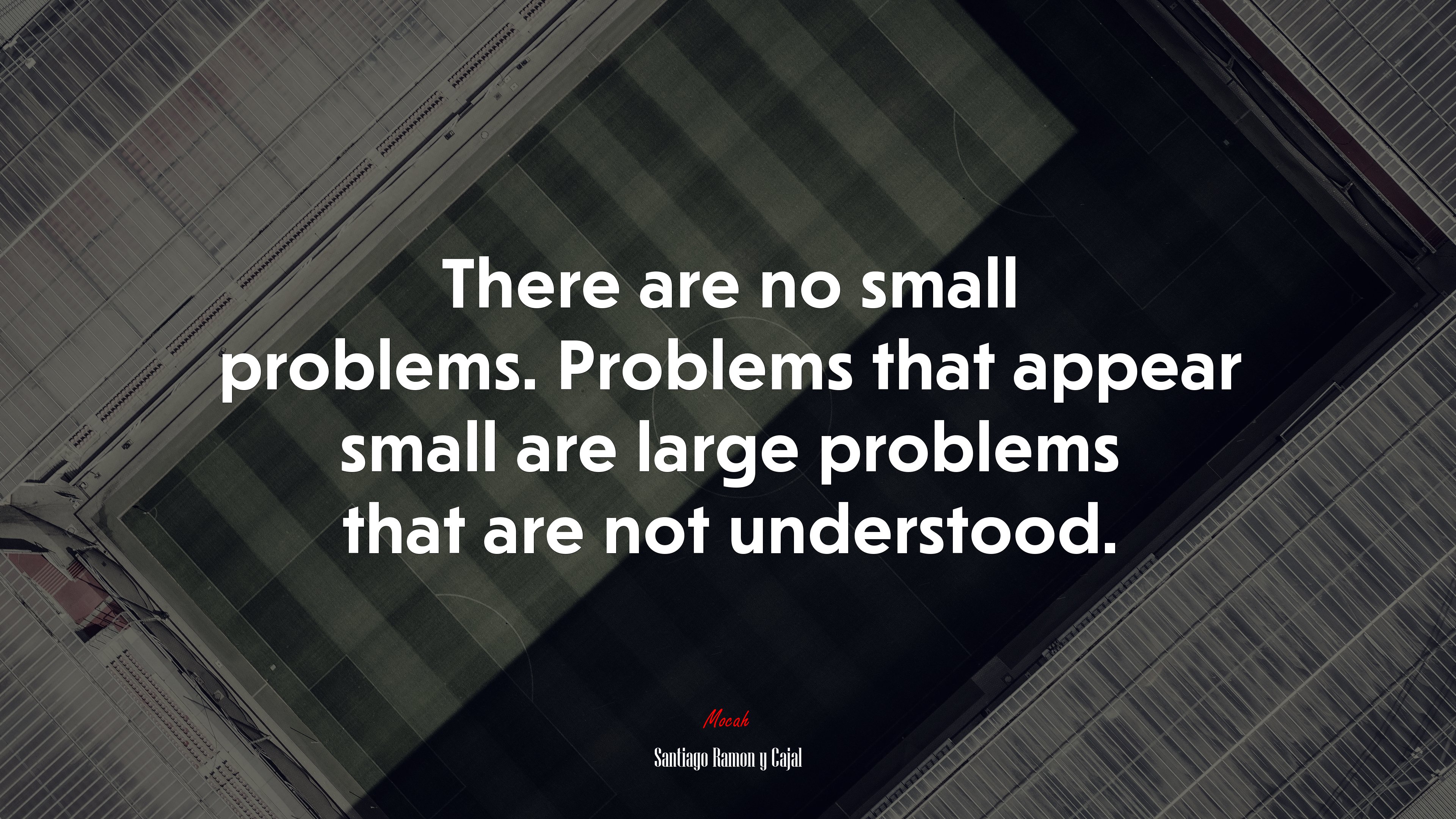 There are no small problems. Problems that appear small are large problems that are not understood. | Santiago Ramón y Cajal quote HD Wallpaper