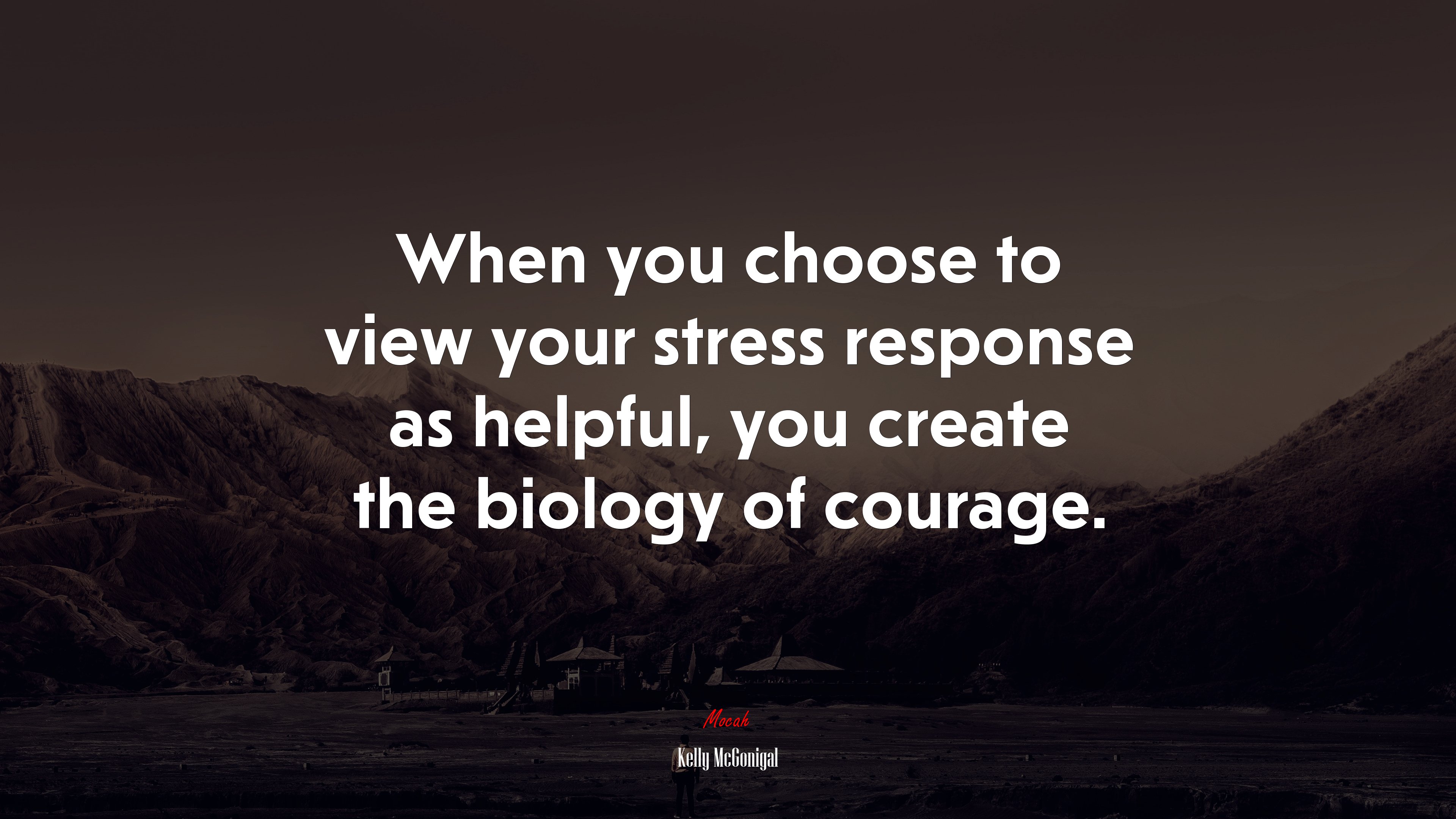 When you choose to view your stress response as helpful, you create the biology of courage. | Kelly McGonigal quote HD Wallpaper