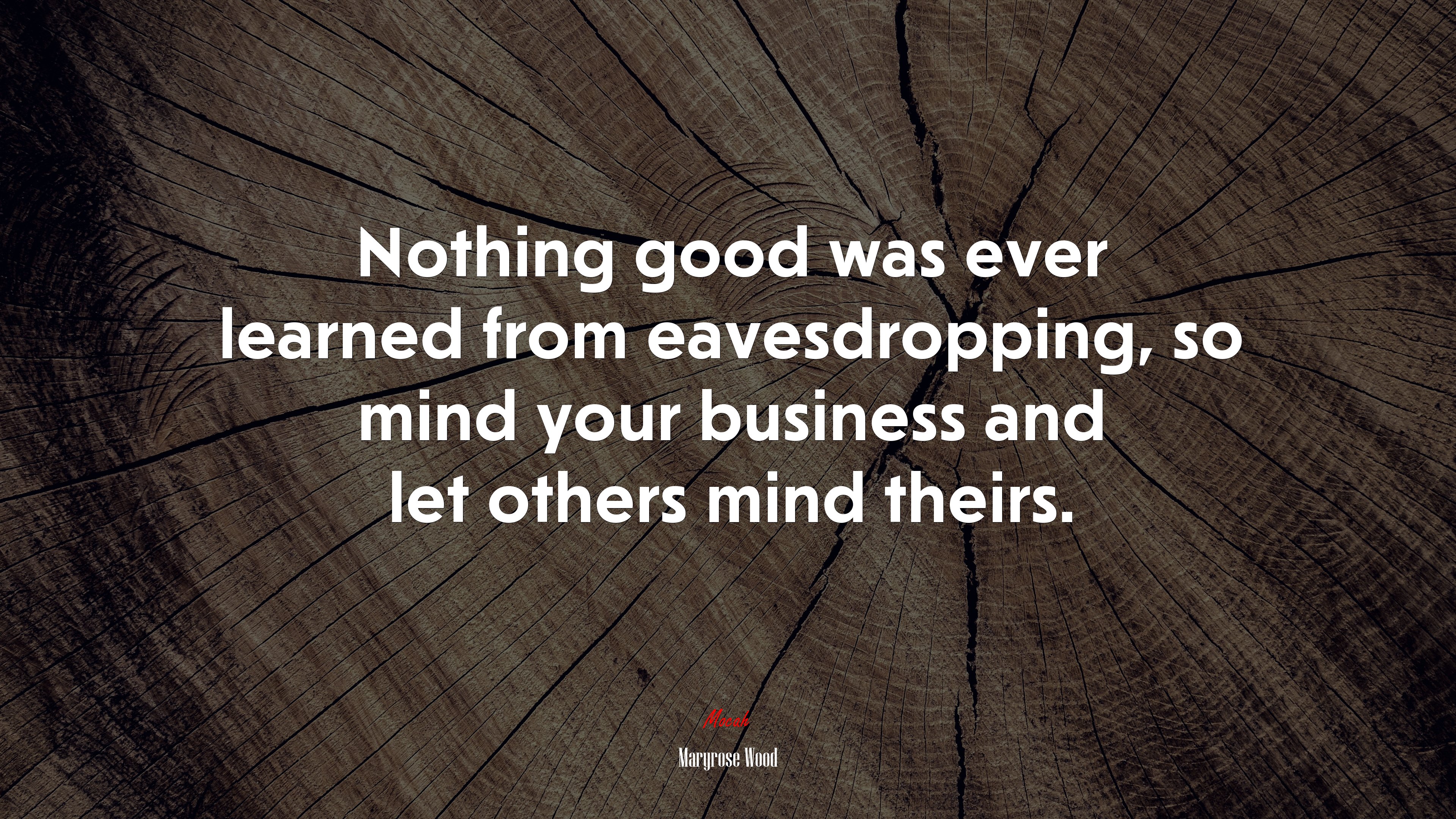 Nothing good was ever learned from eavesdropping, so mind your business and let others mind theirs. | Maryrose Wood quote HD Wallpaper