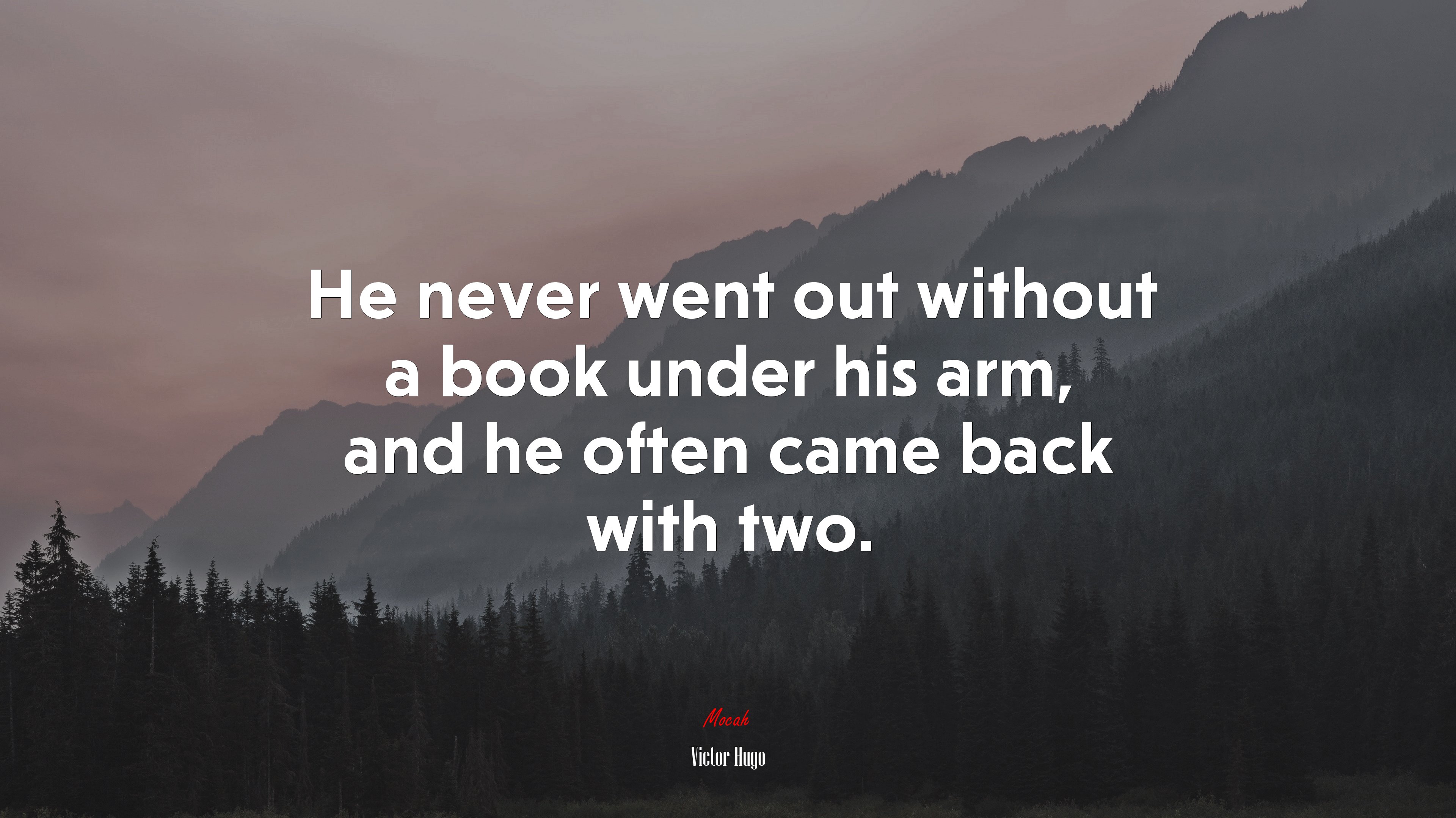 He never went out without a book under his arm, and he often came back with two. | Victor Hugo quote HD Wallpaper