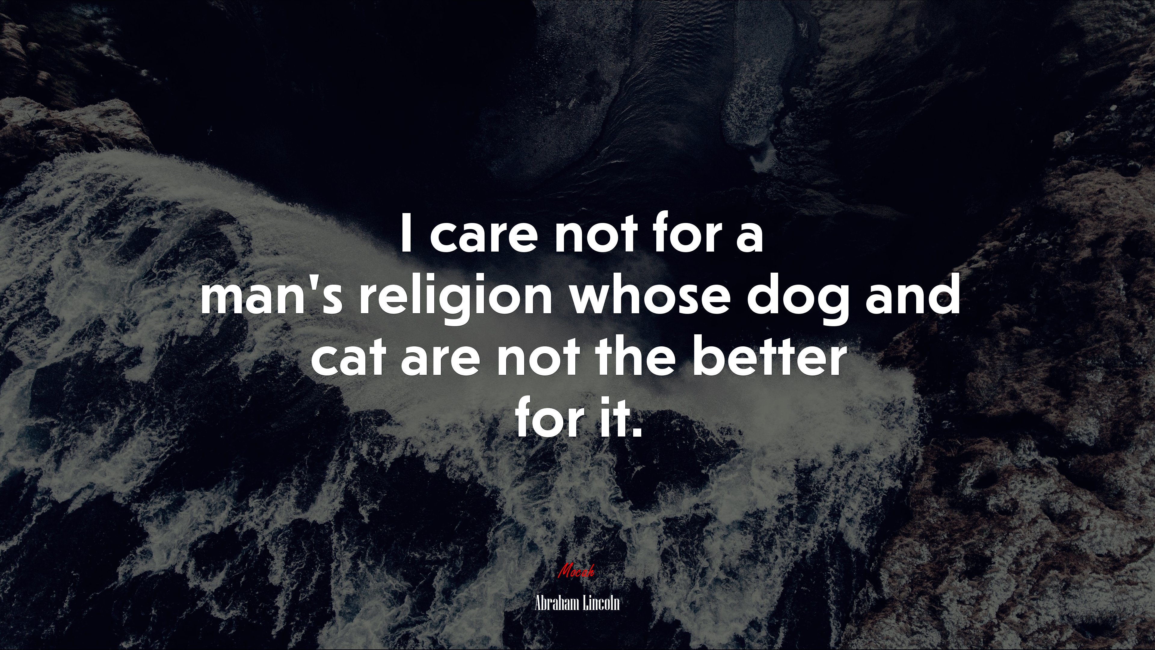 I care not for a man’s religion whose dog and cat are not the better for it. | Abraham Lincoln quote HD Wallpaper