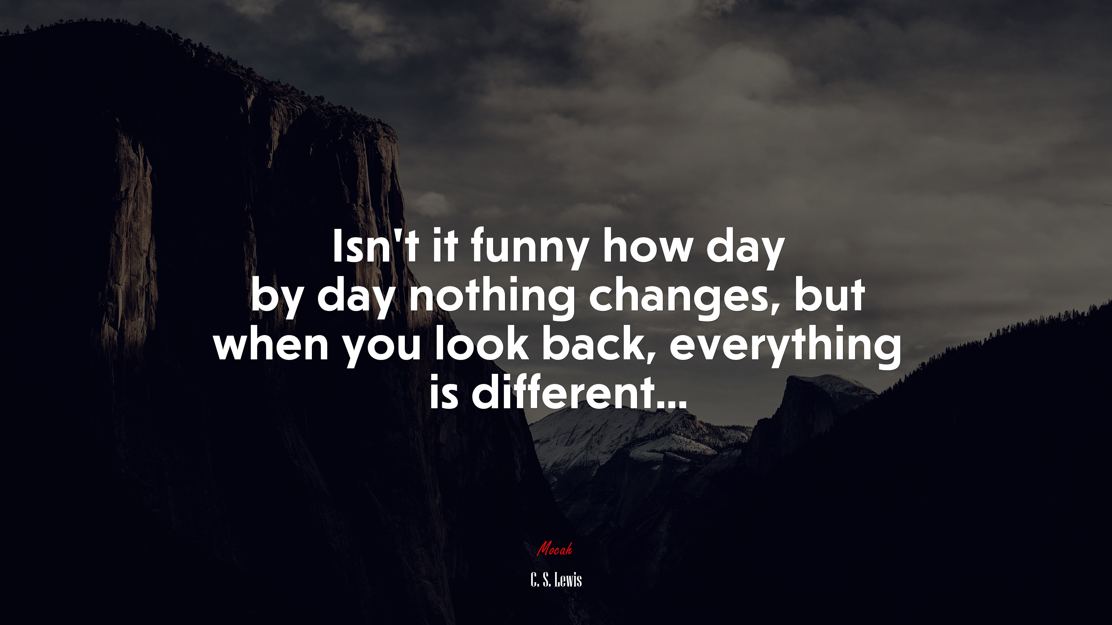 Isn’t it funny how day by day nothing changes, but when you look back, everything is different... | C. S. Lewis quote HD Wallpaper