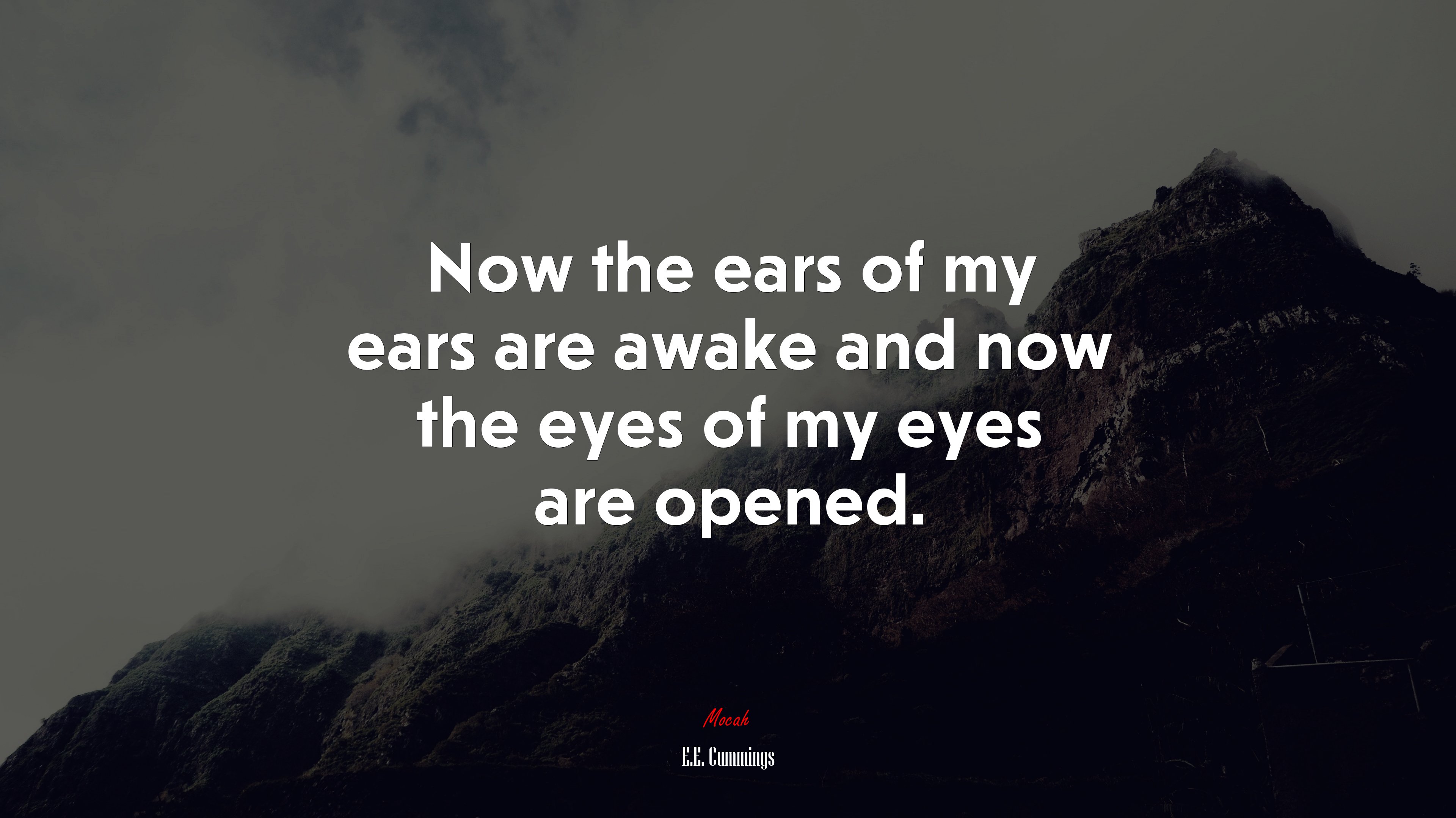 Now the ears of my ears are awake and now the eyes of my eyes are opened. | E.E. Cummings quote HD Wallpaper