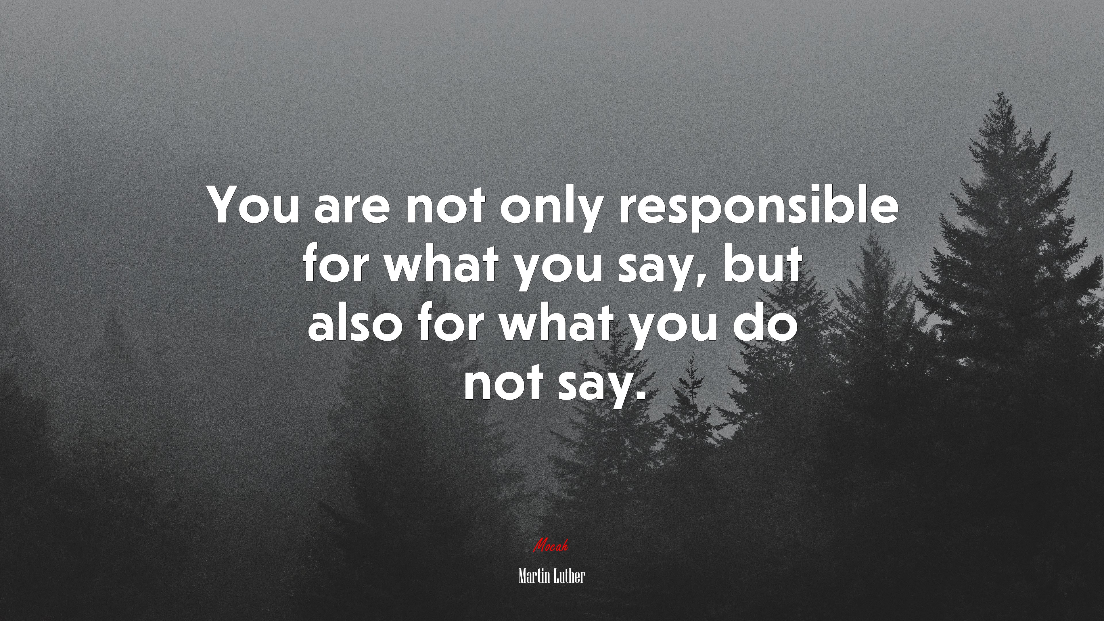 You are not only responsible for what you say, but also for what you do not say. | Martin Luther quote HD Wallpaper