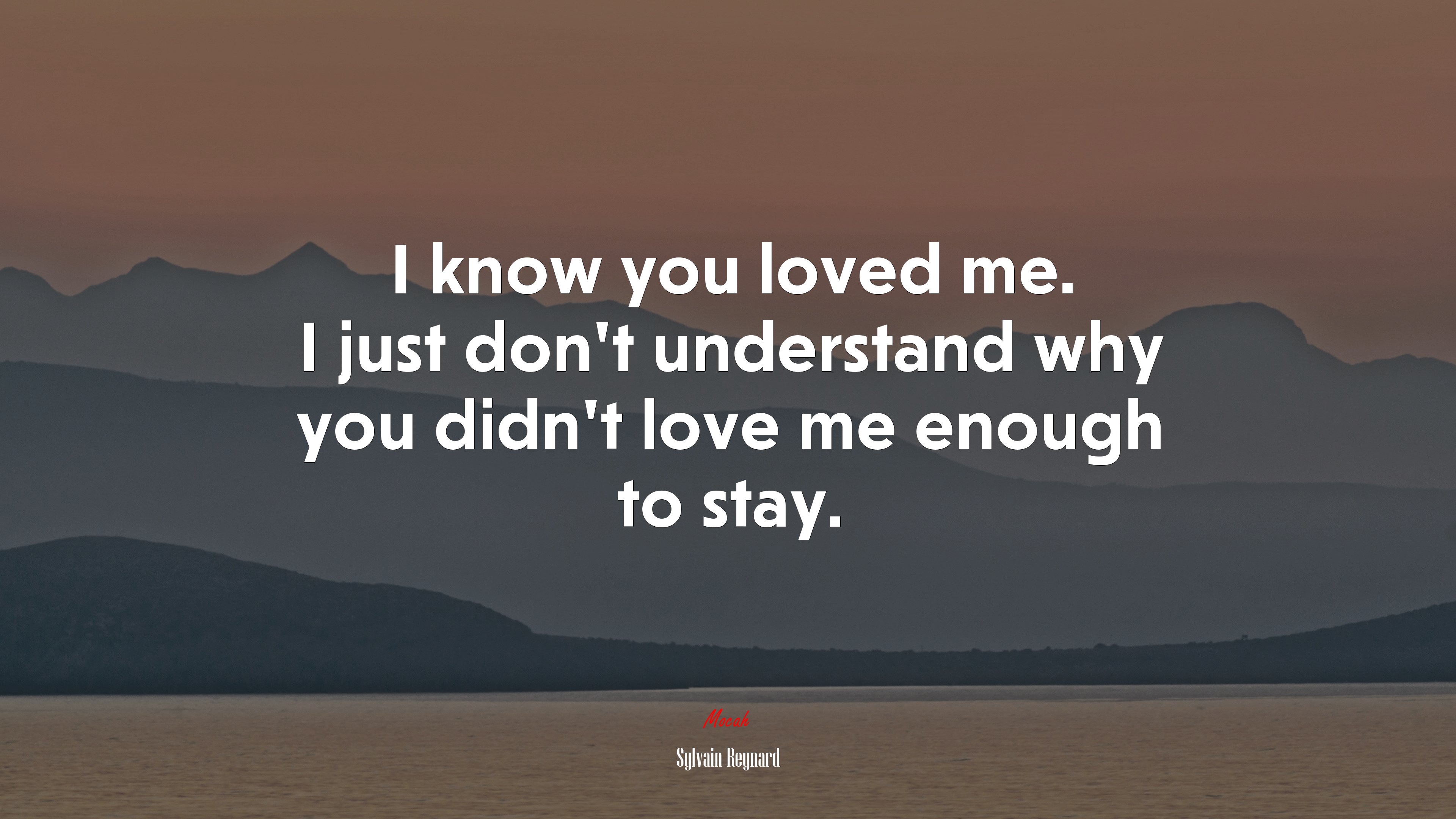 I know you loved me. I just don’t understand why you didn’t love me enough to stay. | Sylvain Reynard quote HD Wallpaper