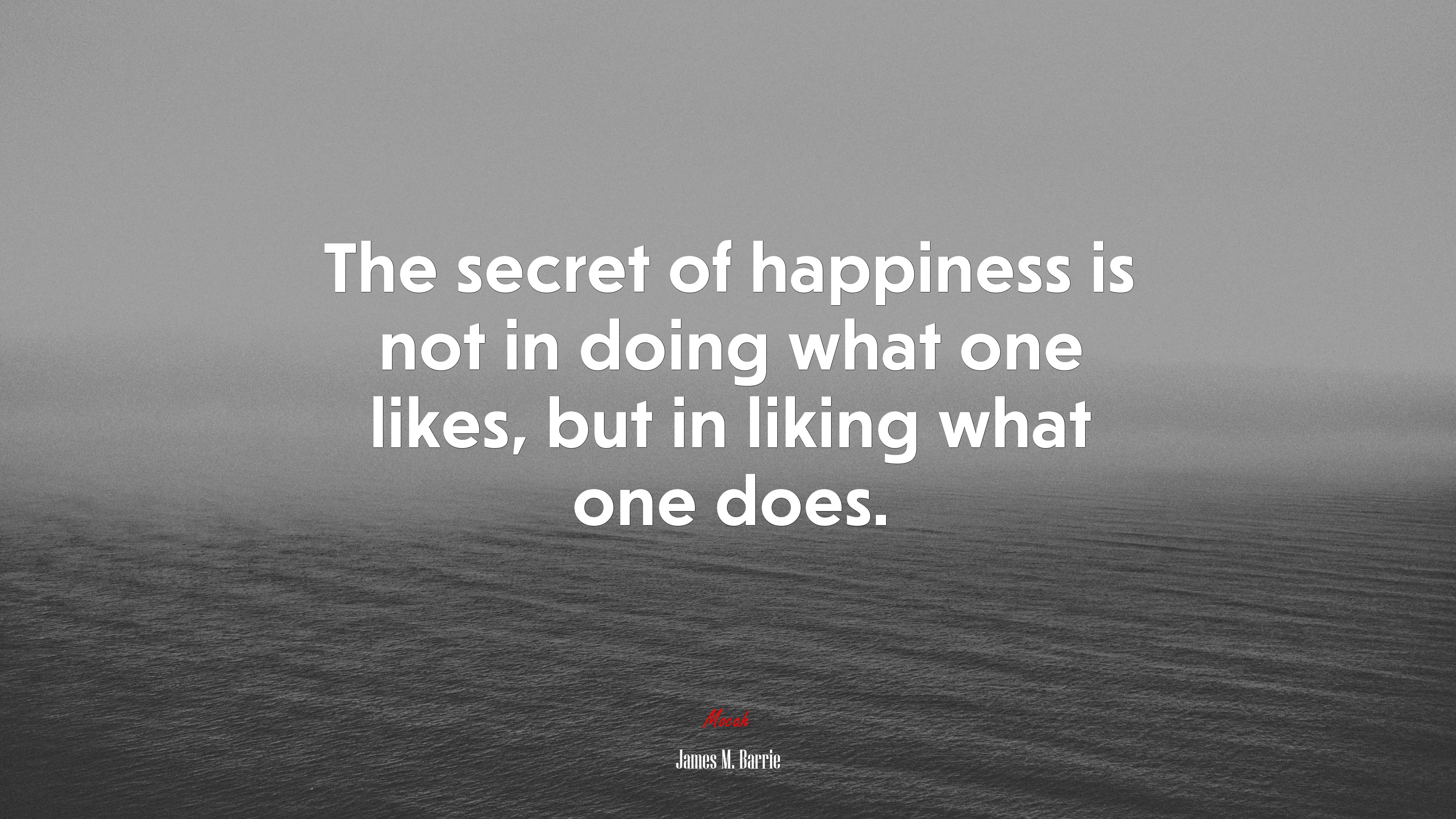 The secret of happiness is not in doing what one likes, but in liking what one does. | James M. Barrie quote HD Wallpaper