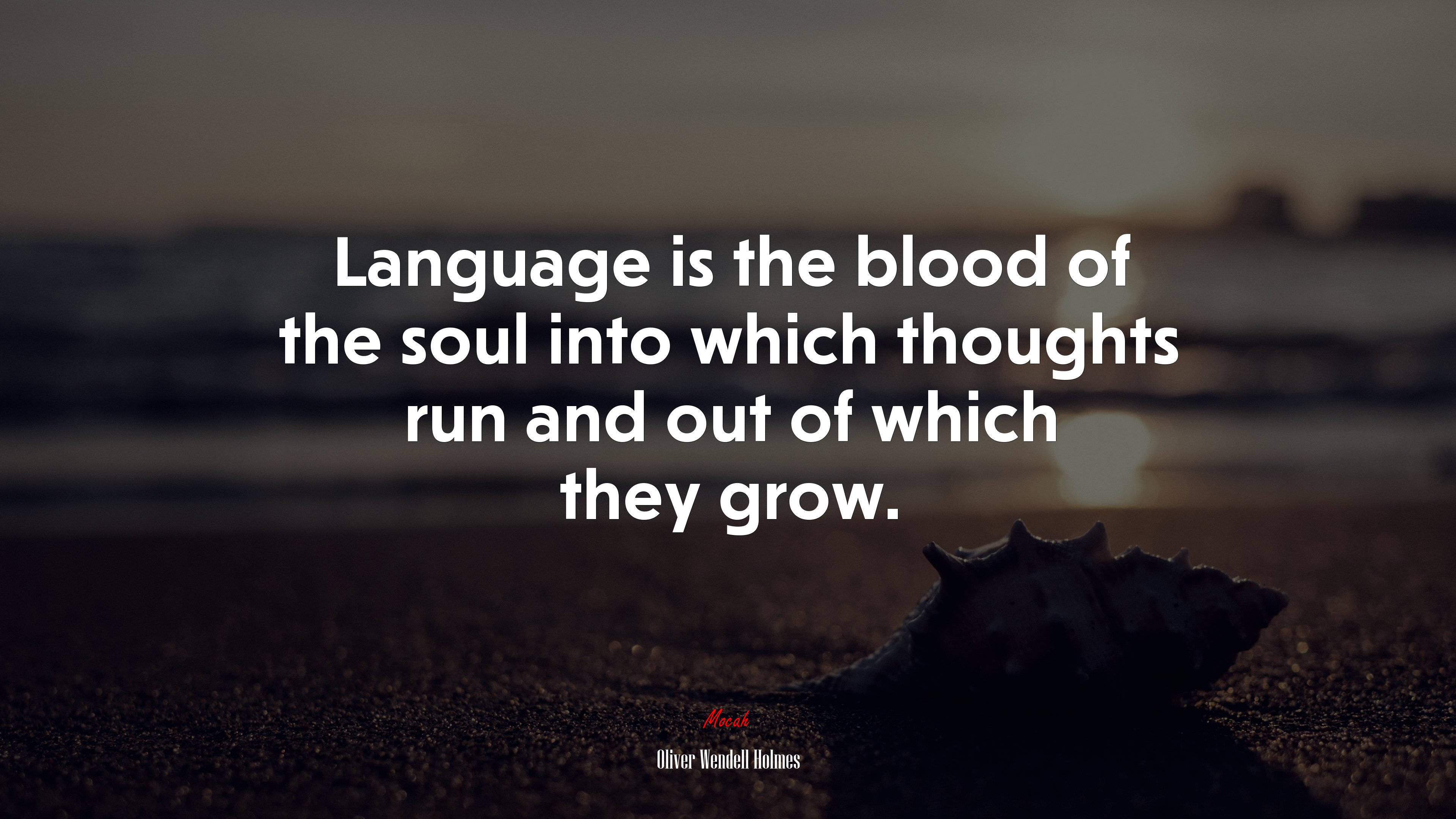 Language is the blood of the soul into which thoughts run and out of which they grow. | Oliver Wendell Holmes quote HD Wallpaper