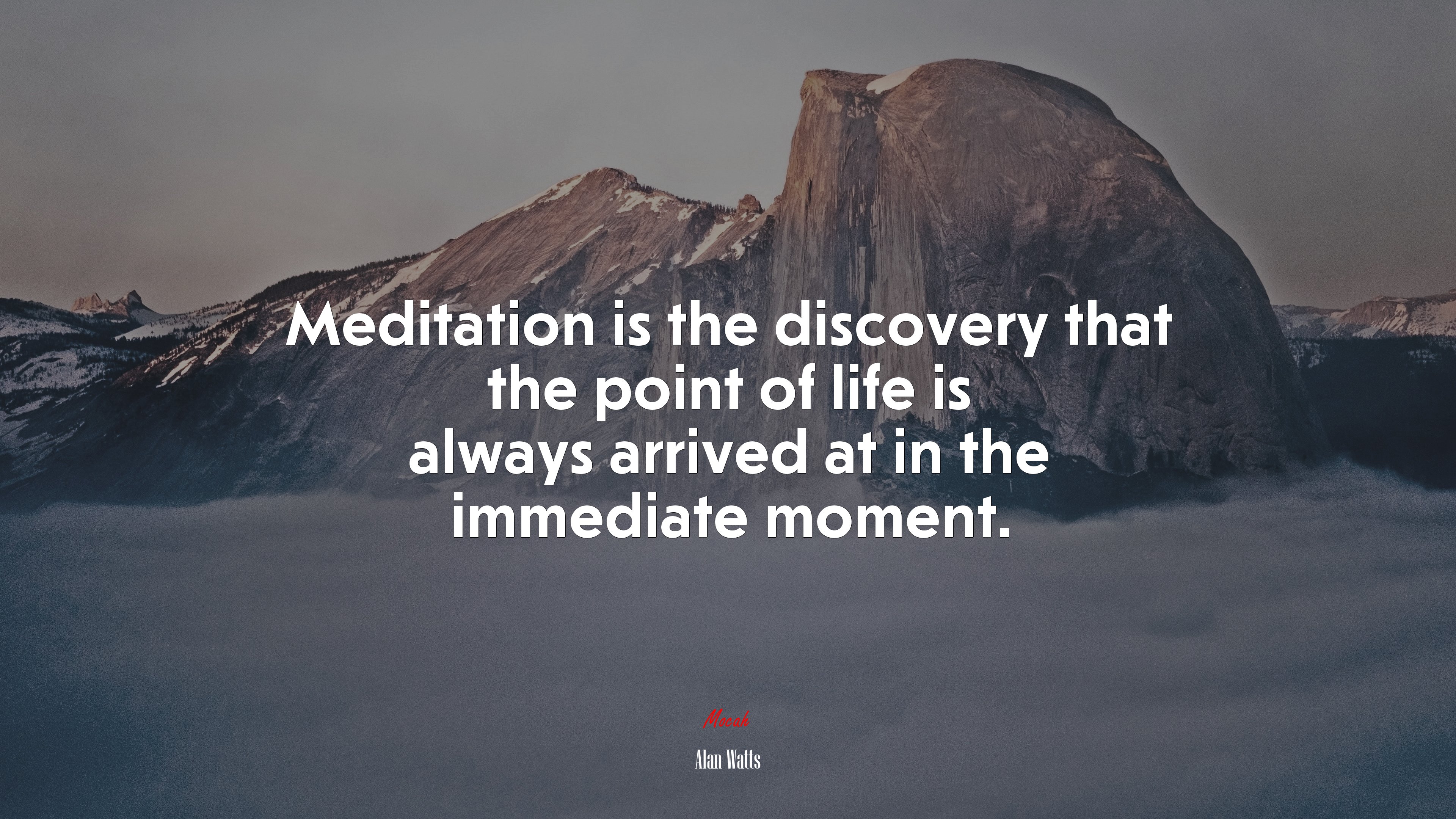 Meditation is the discovery that the point of life is always arrived at in the immediate moment. | Alan Watts quote HD Wallpaper