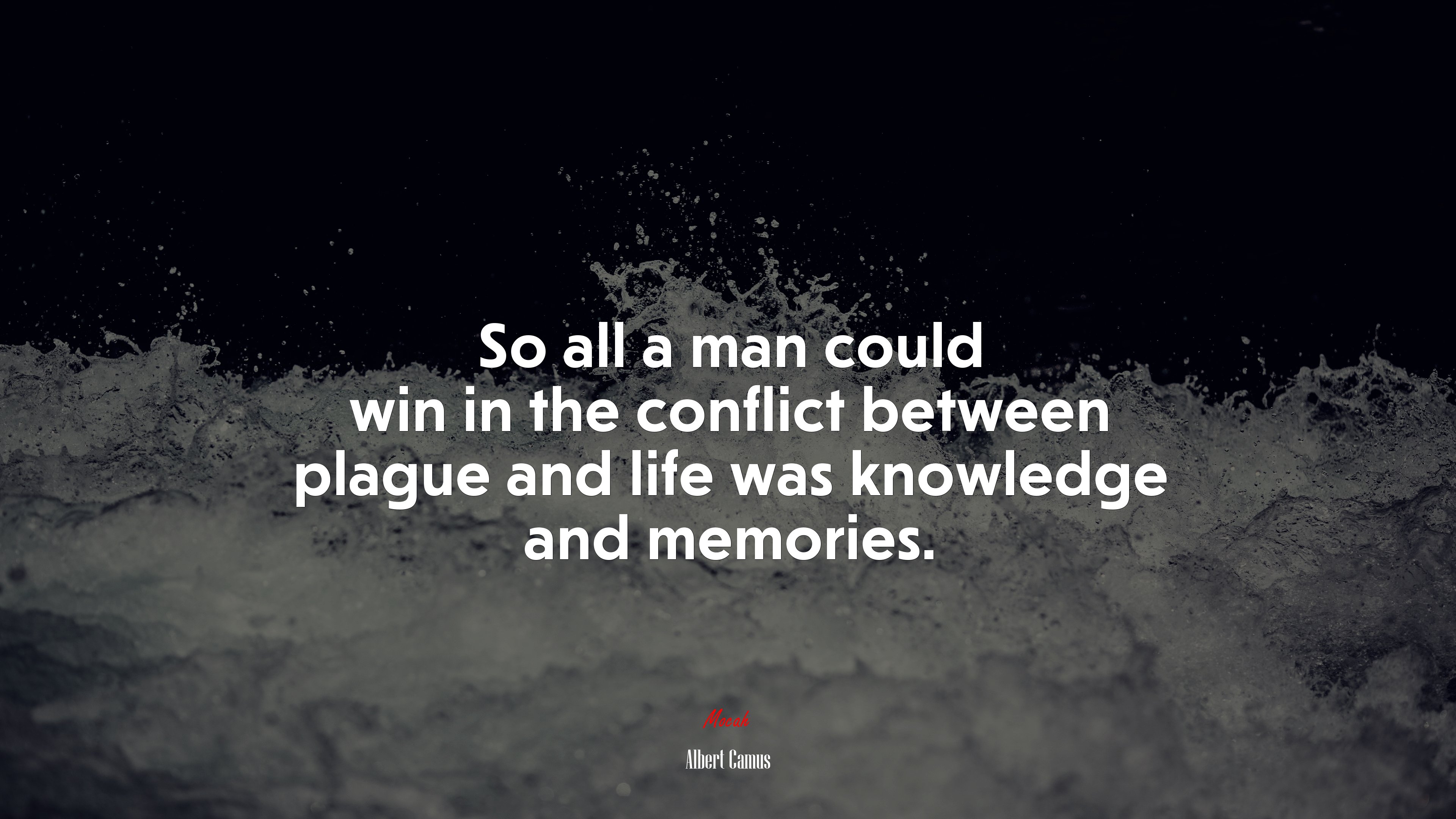 So all a man could win in the conflict between plague and life was knowledge and memories. | Albert Camus quote HD Wallpaper