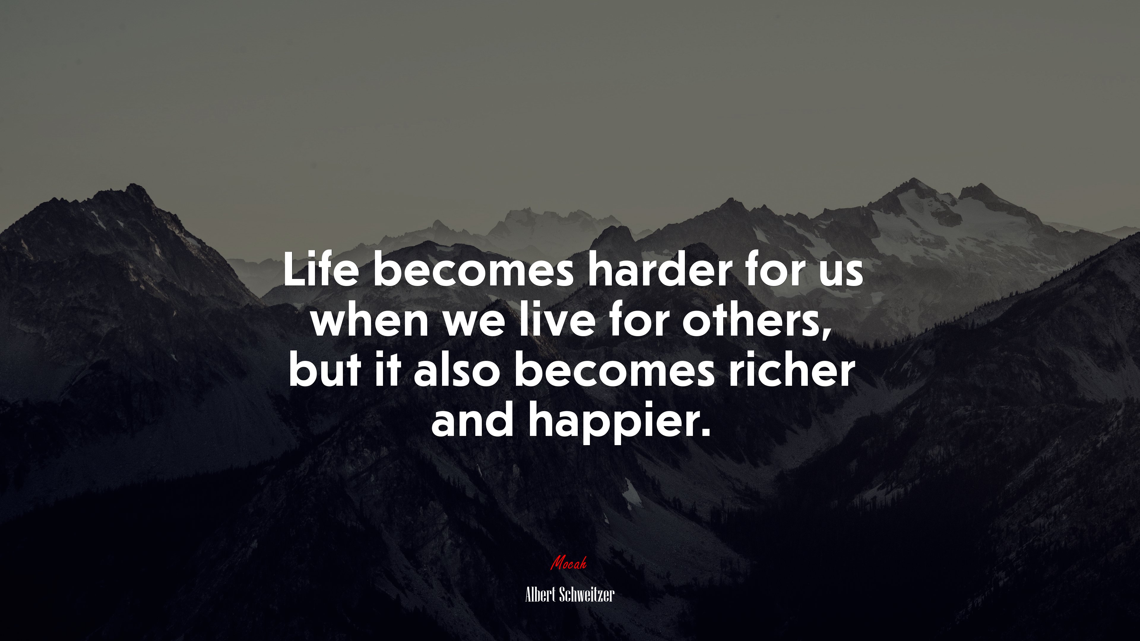 Life becomes harder for us when we live for others, but it also becomes richer and happier. | Albert Schweitzer quote HD Wallpaper