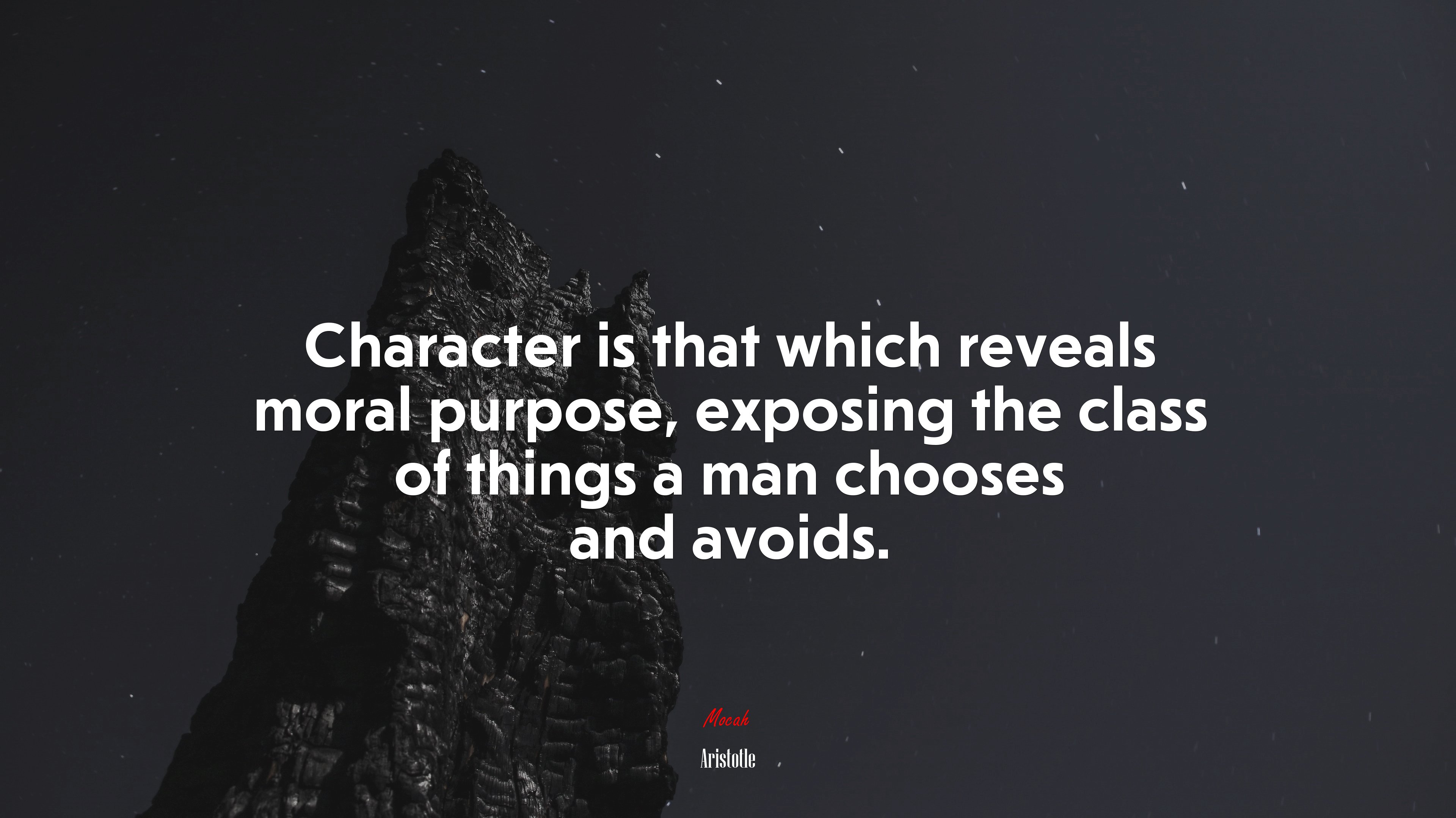 Character is that which reveals moral purpose, exposing the class of things a man chooses and avoids. | Aristotle quote HD Wallpaper