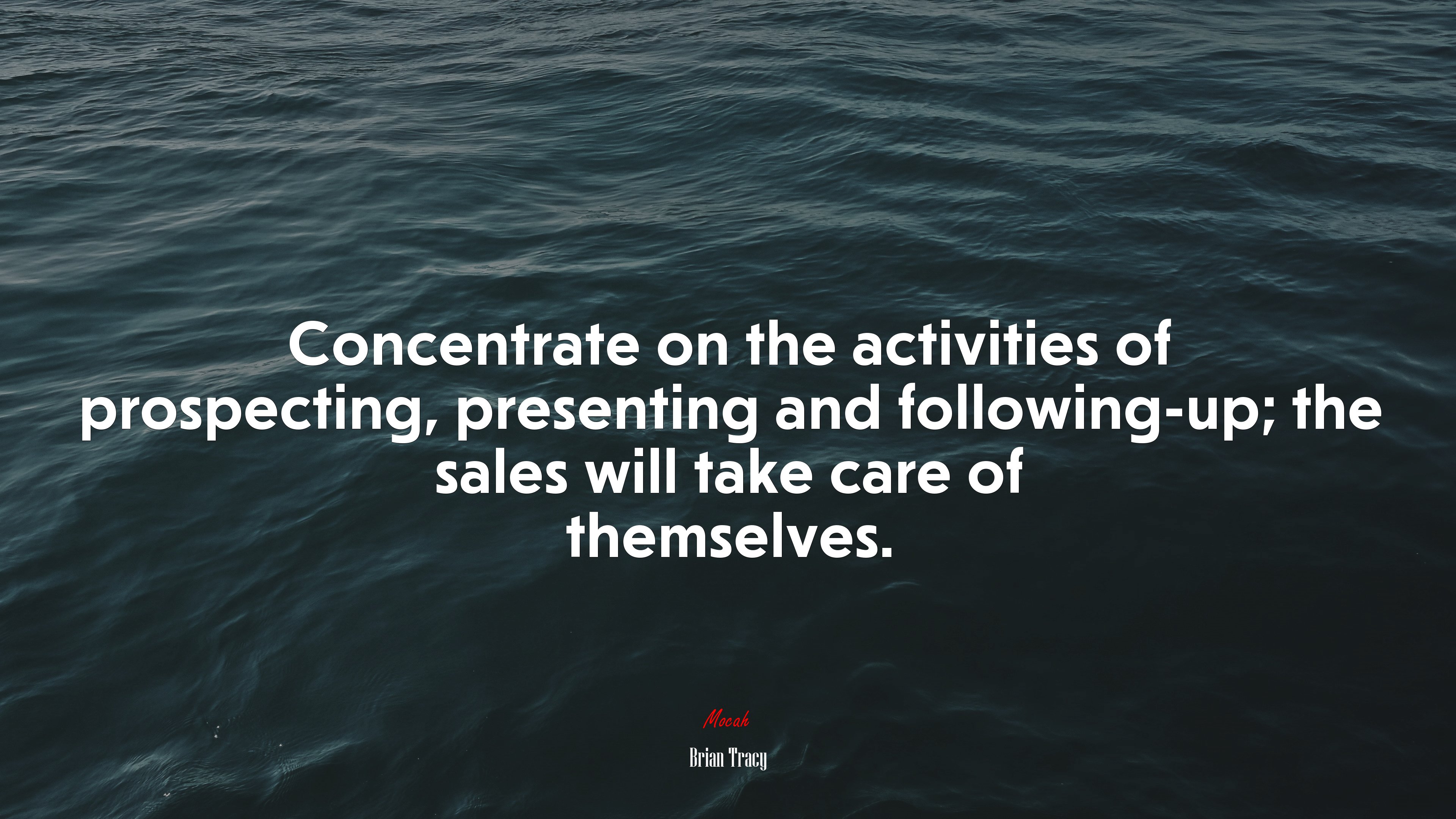 Concentrate on the activities of prospecting, presenting and following-up; the sales will take care of themselves. | Brian Tracy quote HD Wallpaper