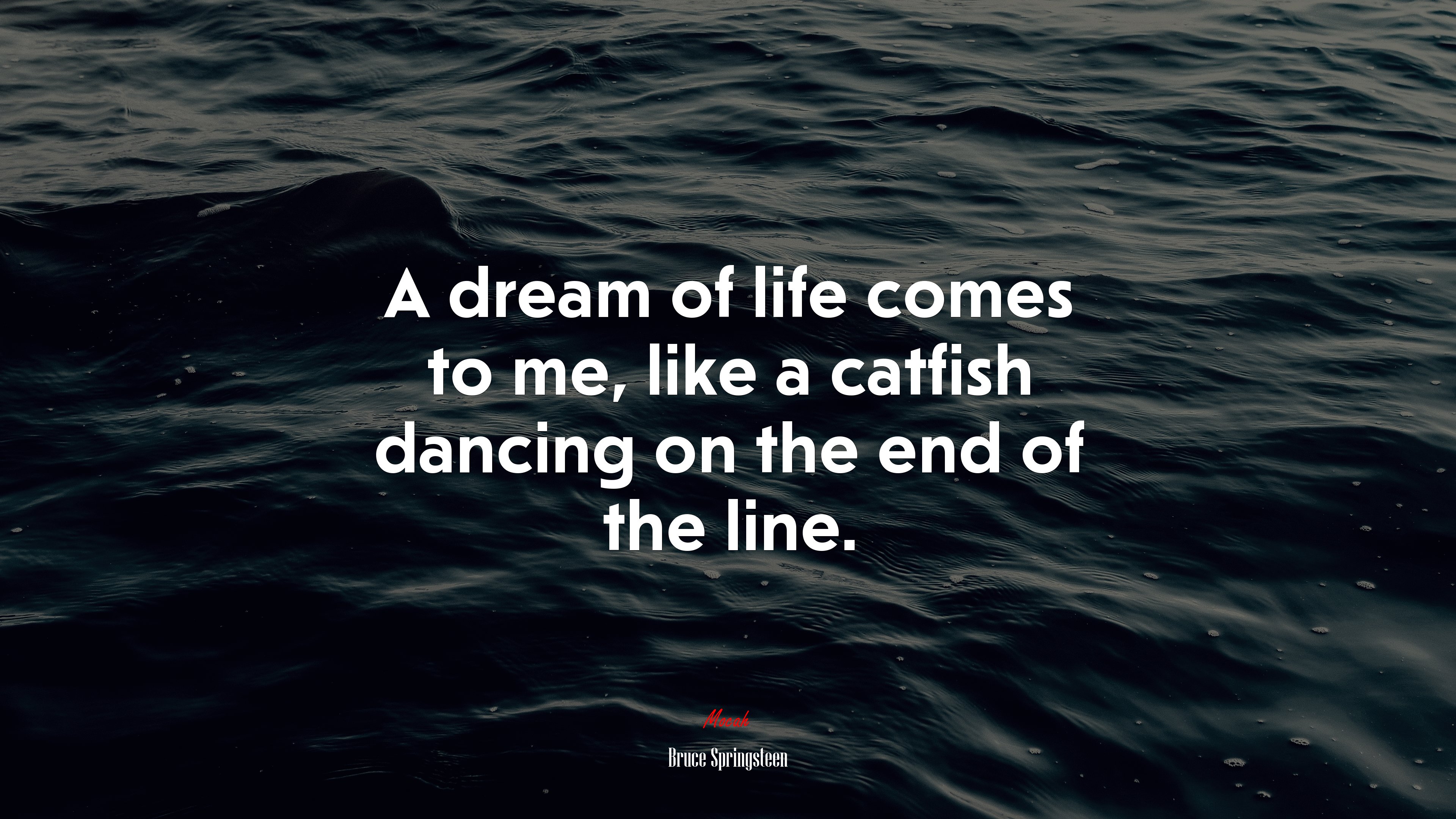 A dream of life comes to me, like a catfish dancing on the end of the line. | Bruce Springsteen quote HD Wallpaper