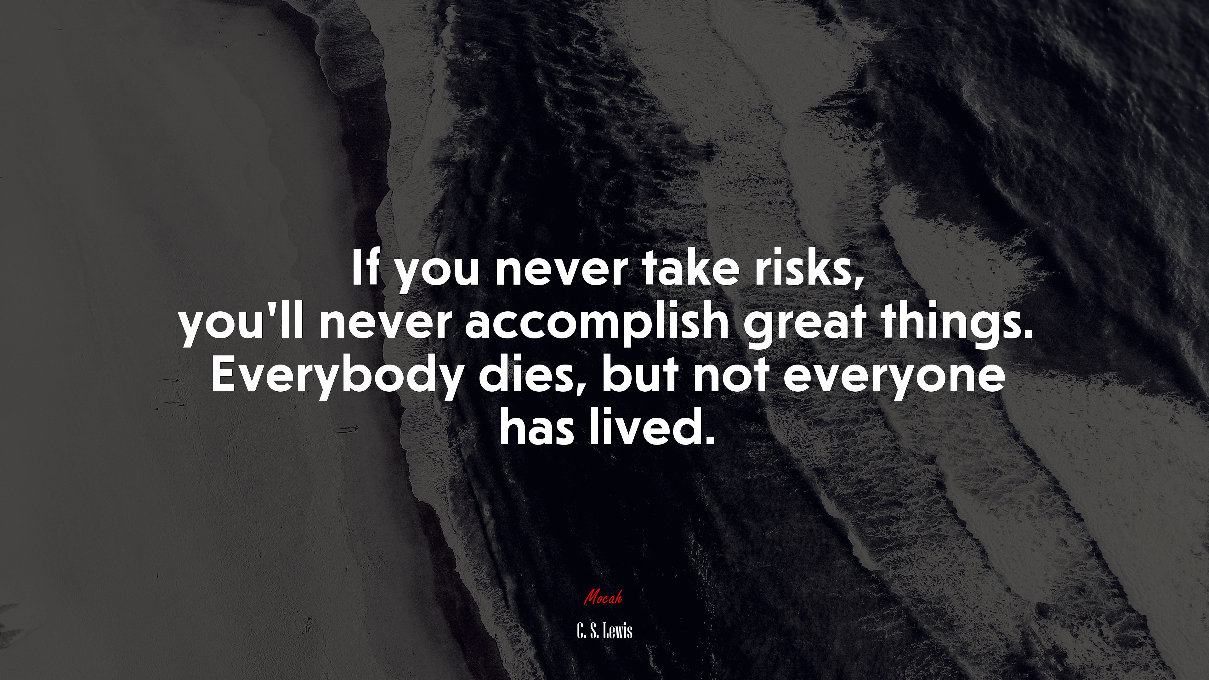 If you never take risks, you’ll never accomplish great things. Everybody dies, but not everyone has lived. | C. S. Lewis quote HD Wallpaper