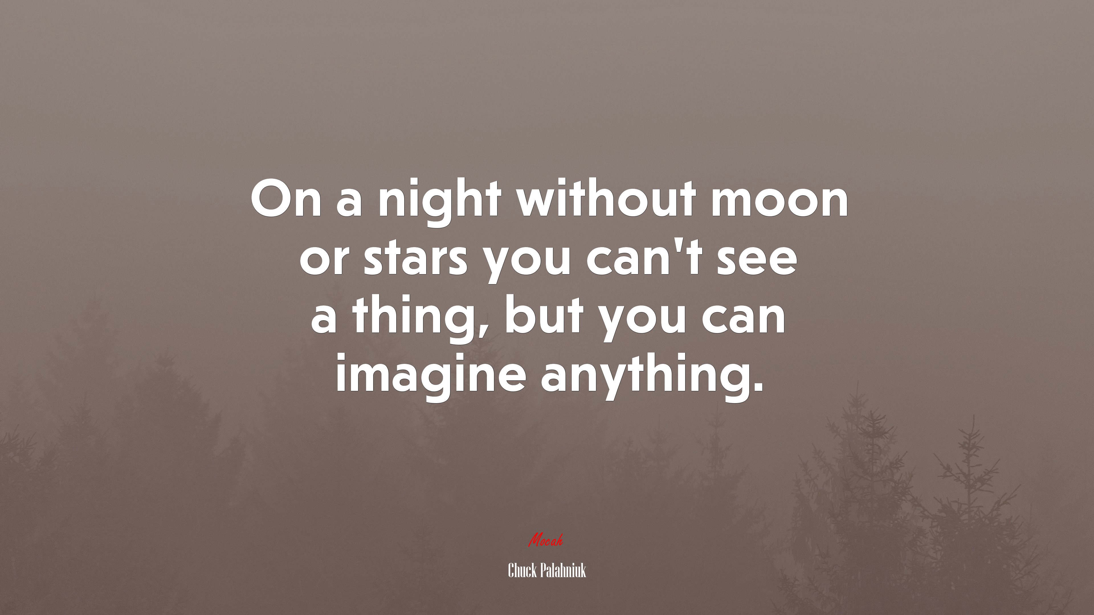 On a night without moon or stars you can’t see a thing, but you can imagine anything. | Chuck Palahniuk quote HD Wallpaper