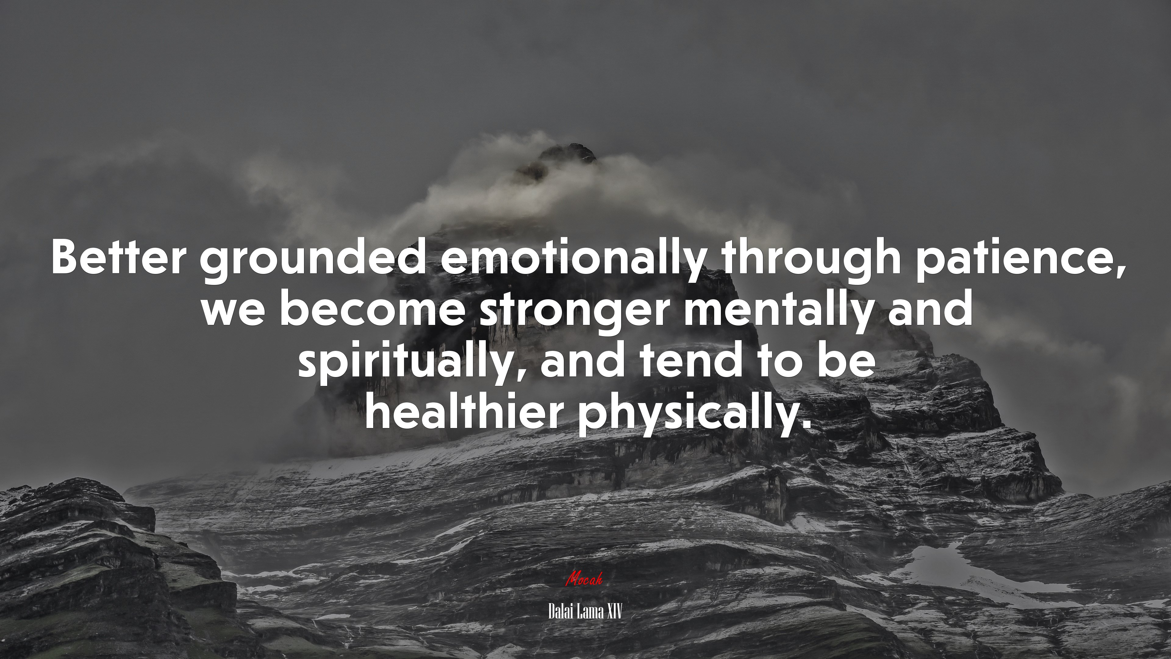 Better grounded emotionally through patience, we become stronger mentally and spiritually, and tend to be healthier physically. | Dalai Lama XIV quote HD Wallpaper