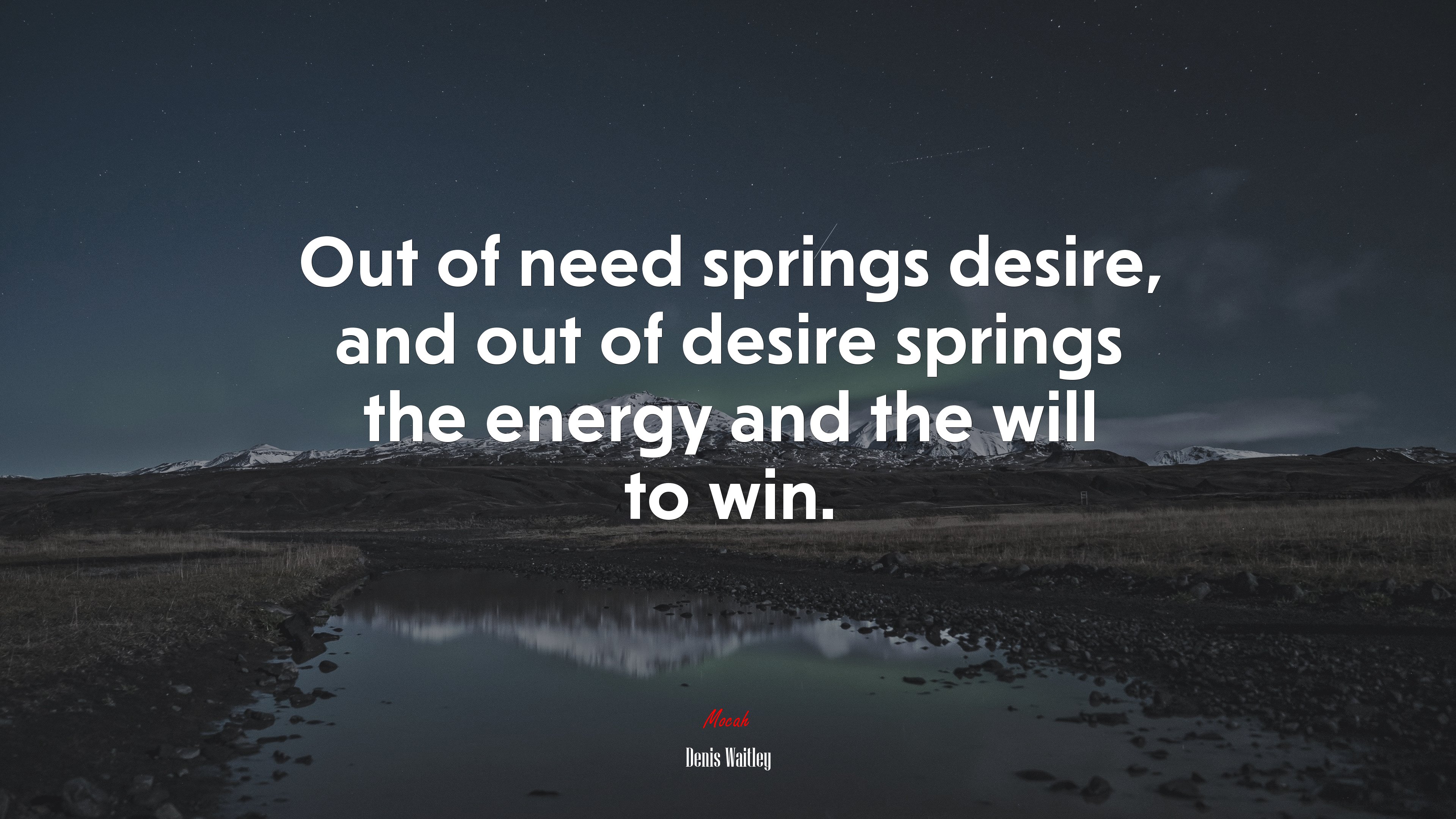 Out of need springs desire, and out of desire springs the energy and the will to win. | Denis Waitley quote HD Wallpaper
