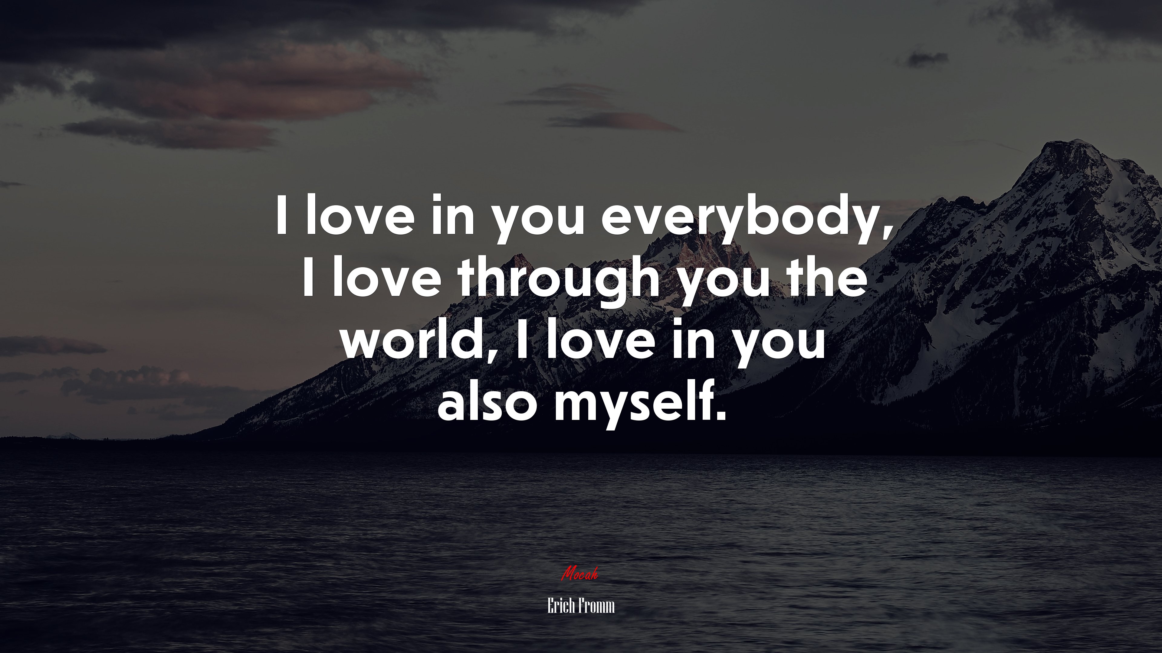 I love in you everybody, I love through you the world, I love in you also myself. | Erich Fromm quote HD Wallpaper