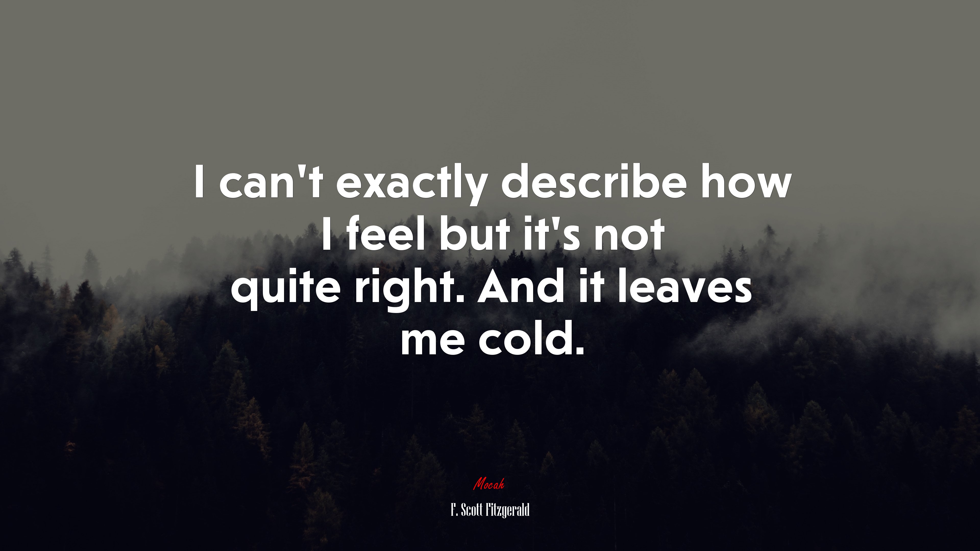 I can’t exactly describe how I feel but it’s not quite right. And it leaves me cold. | F. Scott Fitzgerald quote HD Wallpaper