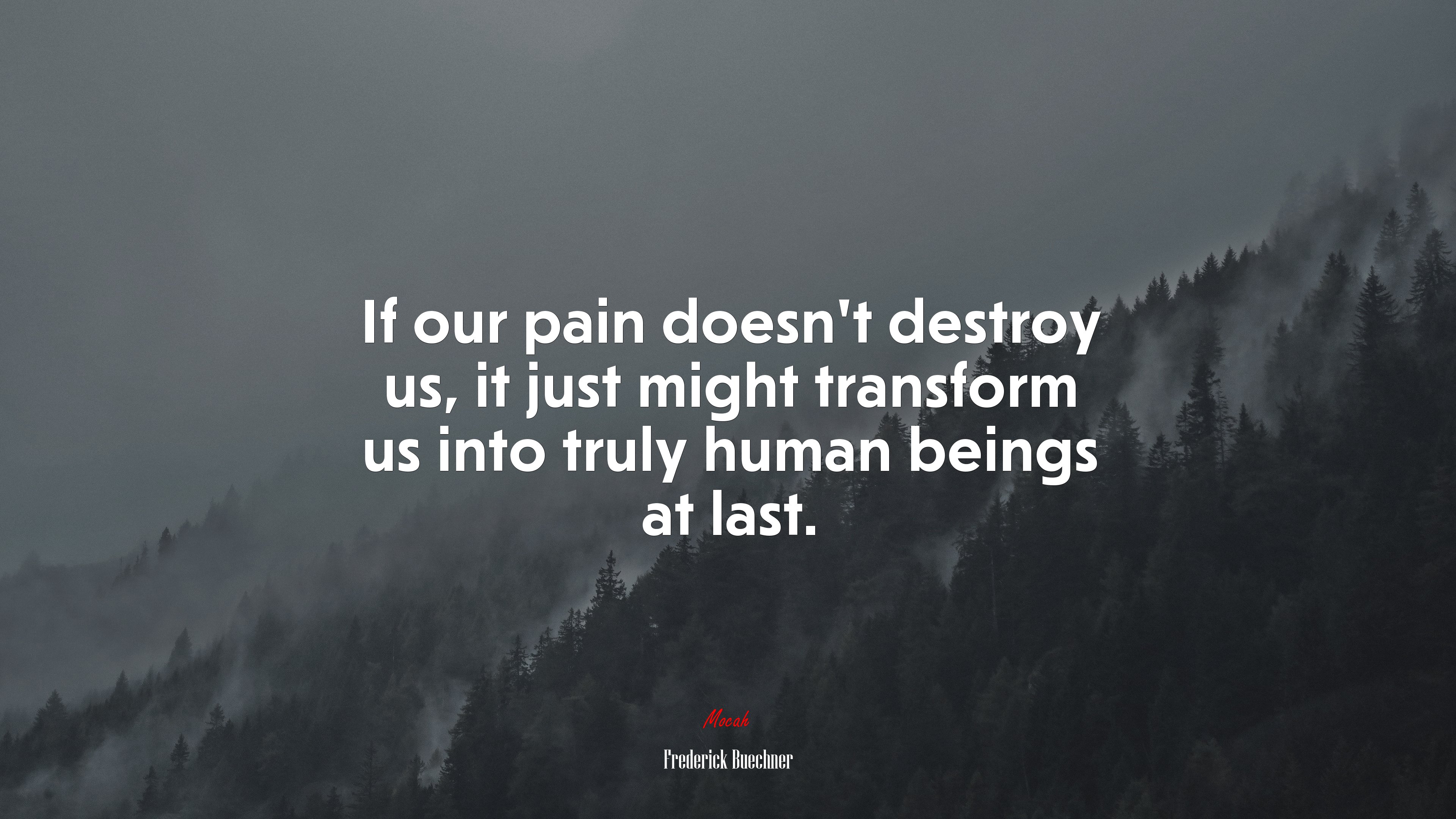 If our pain doesn’t destroy us, it just might transform us into truly human beings at last. | Frederick Buechner quote HD Wallpaper
