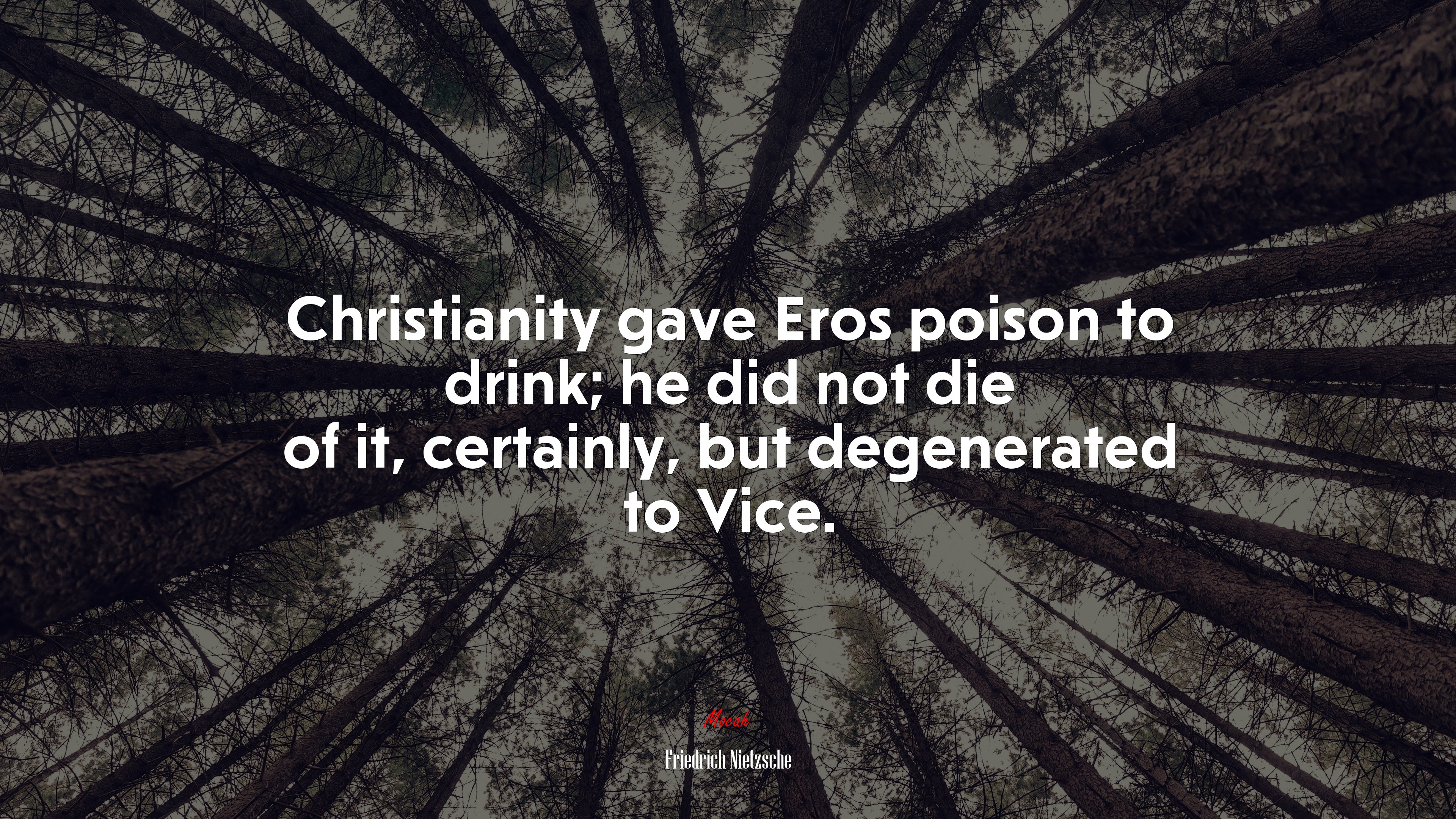 Christianity gave Eros poison to drink; he did not die of it, certainly, but degenerated to Vice. | Friedrich Nietzsche quote HD Wallpaper