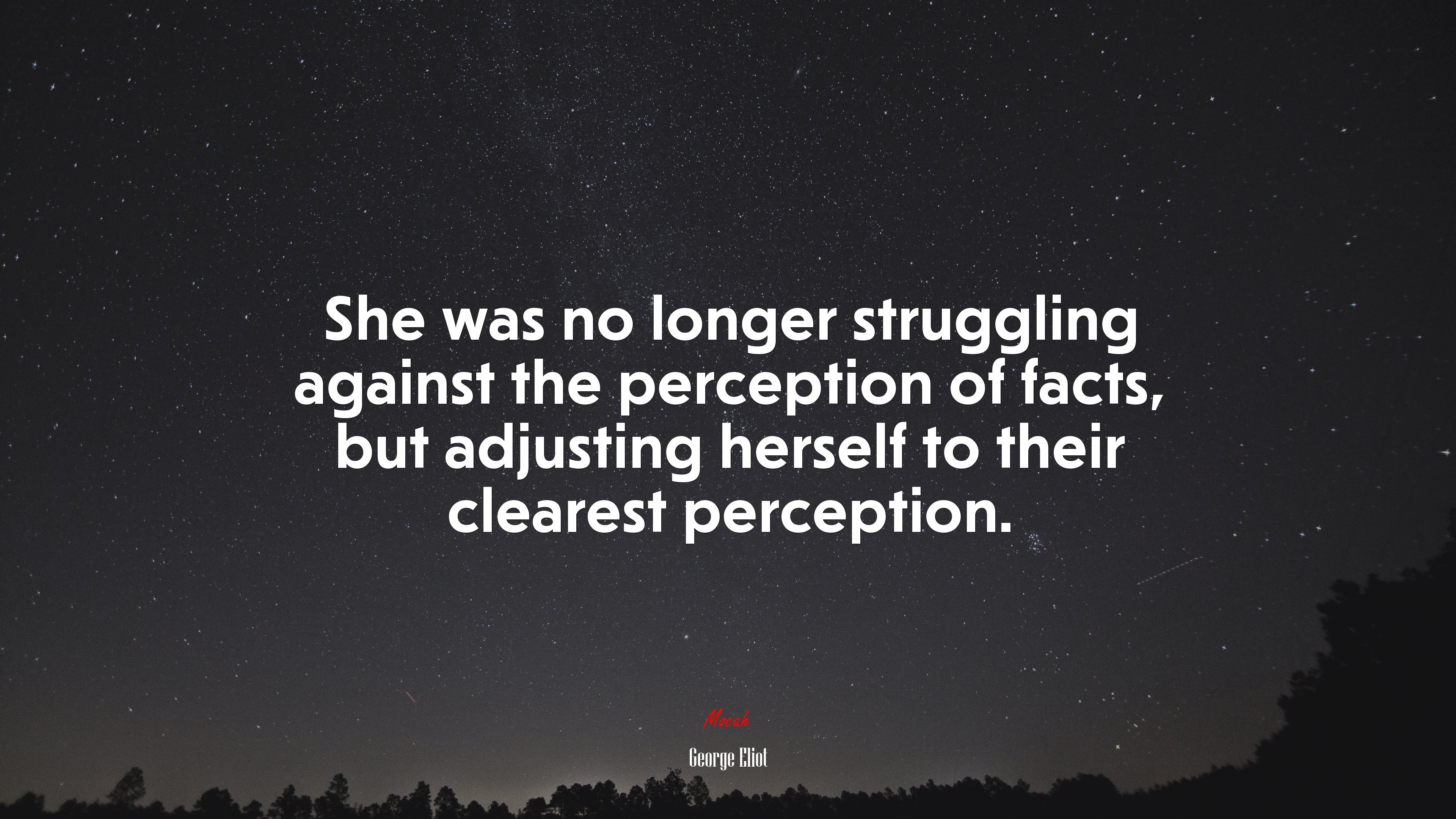 She was no longer struggling against the perception of facts, but adjusting herself to their clearest perception. | George Eliot quote HD Wallpaper