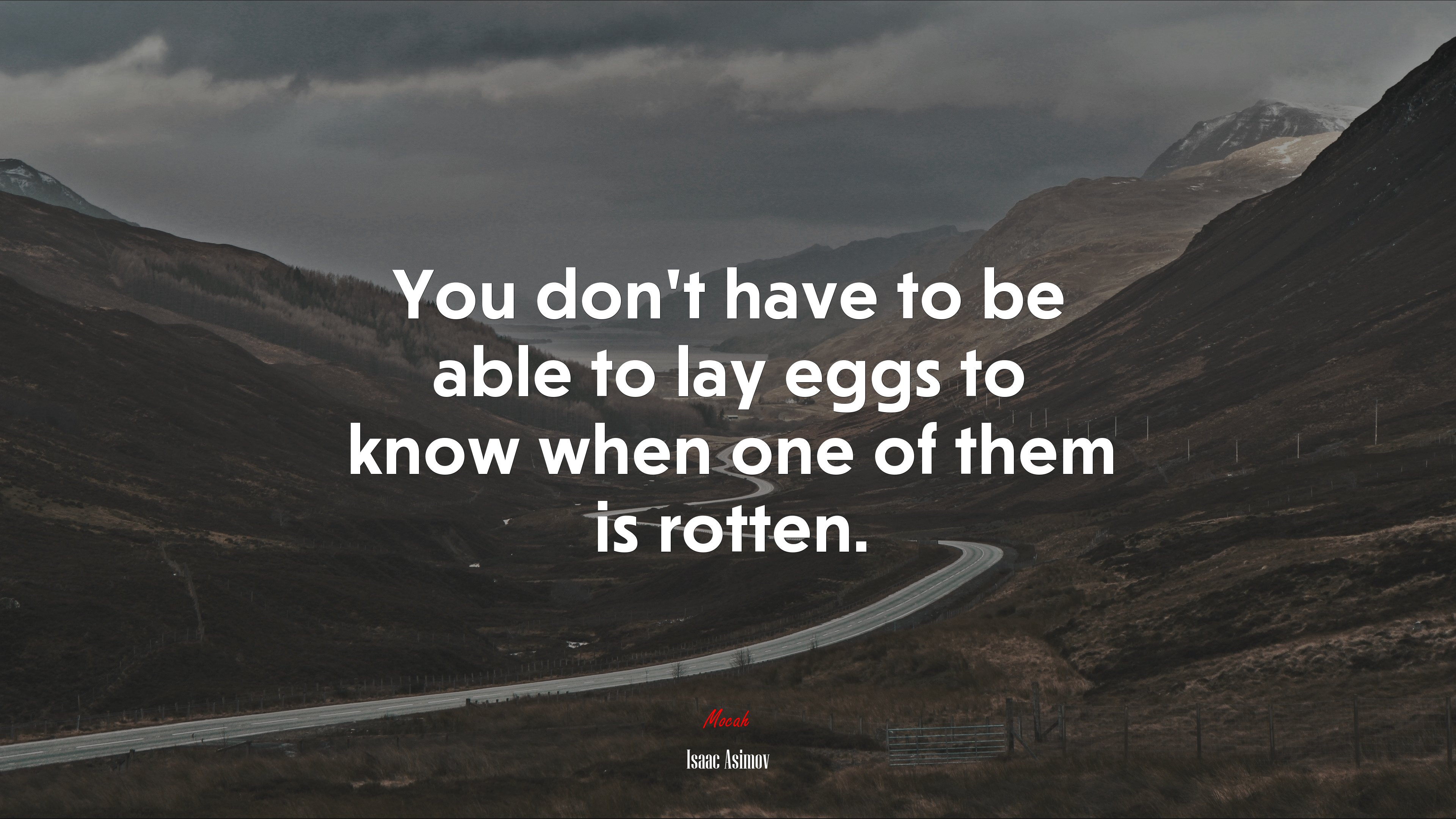 You don’t have to be able to lay eggs to know when one of them is rotten. | Isaac Asimov quote HD Wallpaper