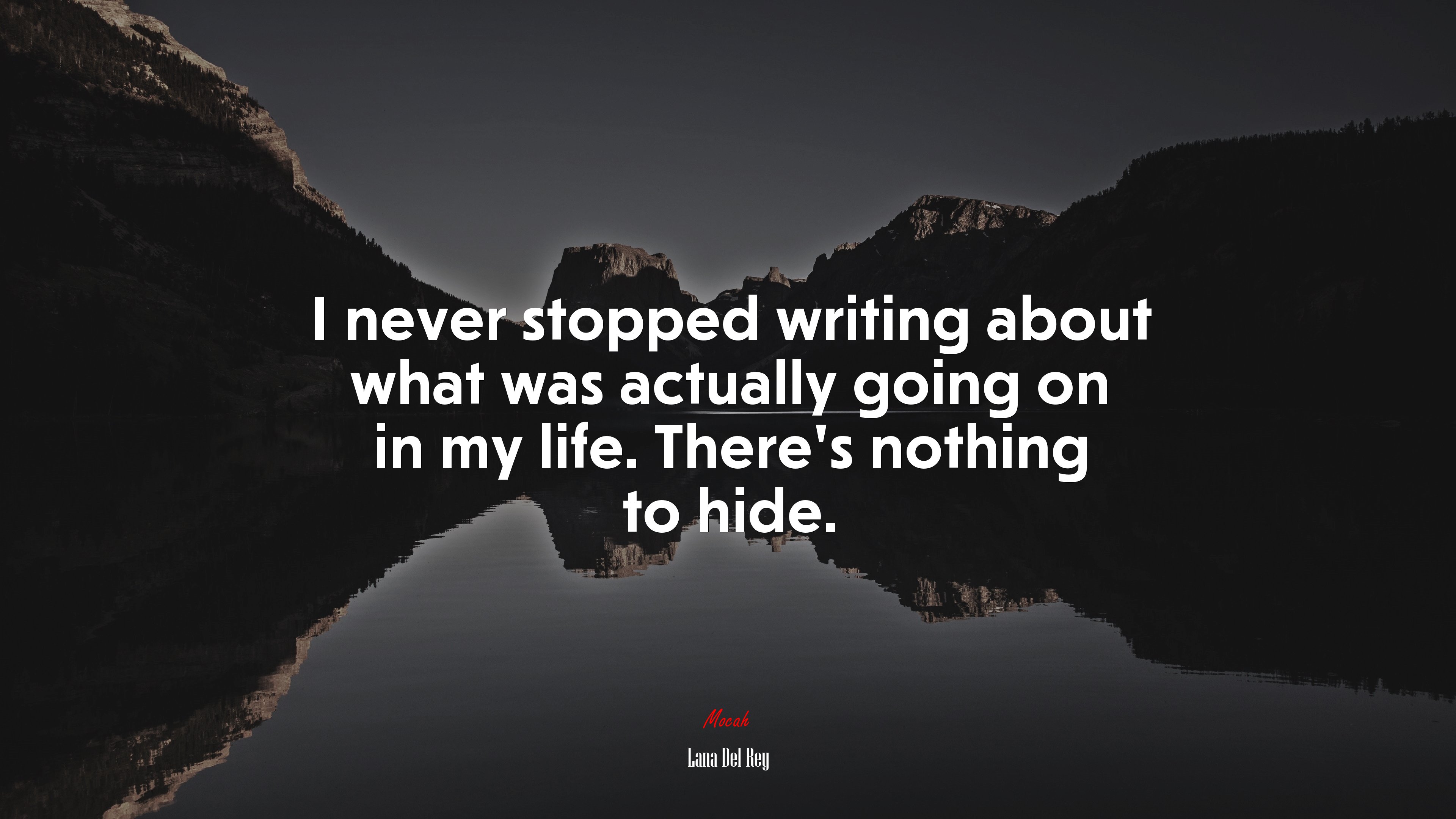 I never stopped writing about what was actually going on in my life. There’s nothing to hide. | Lana Del Rey quote HD Wallpaper