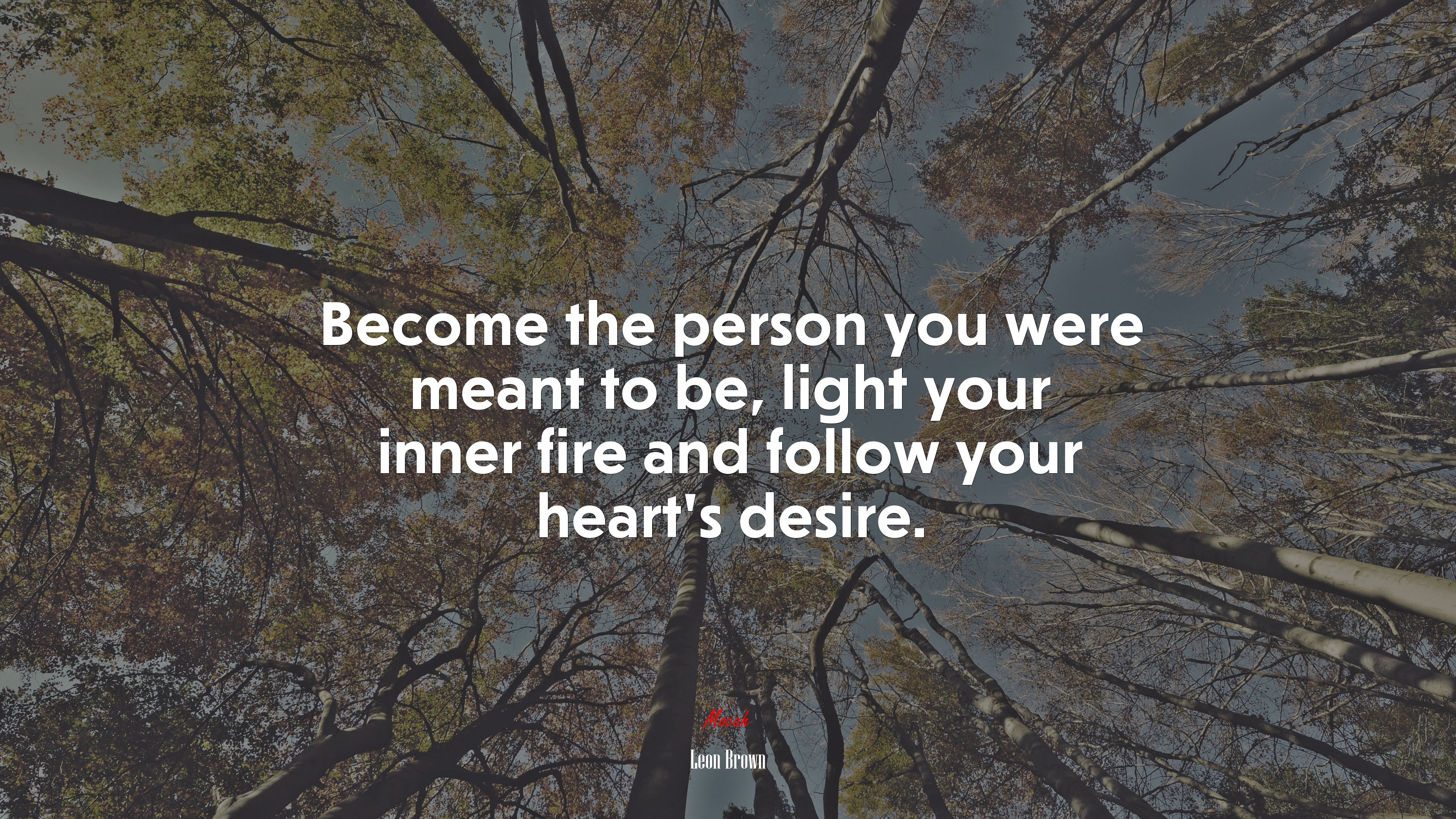 Become the person you were meant to be, light your inner fire and follow your heart’s desire. | Leon Brown quote HD Wallpaper
