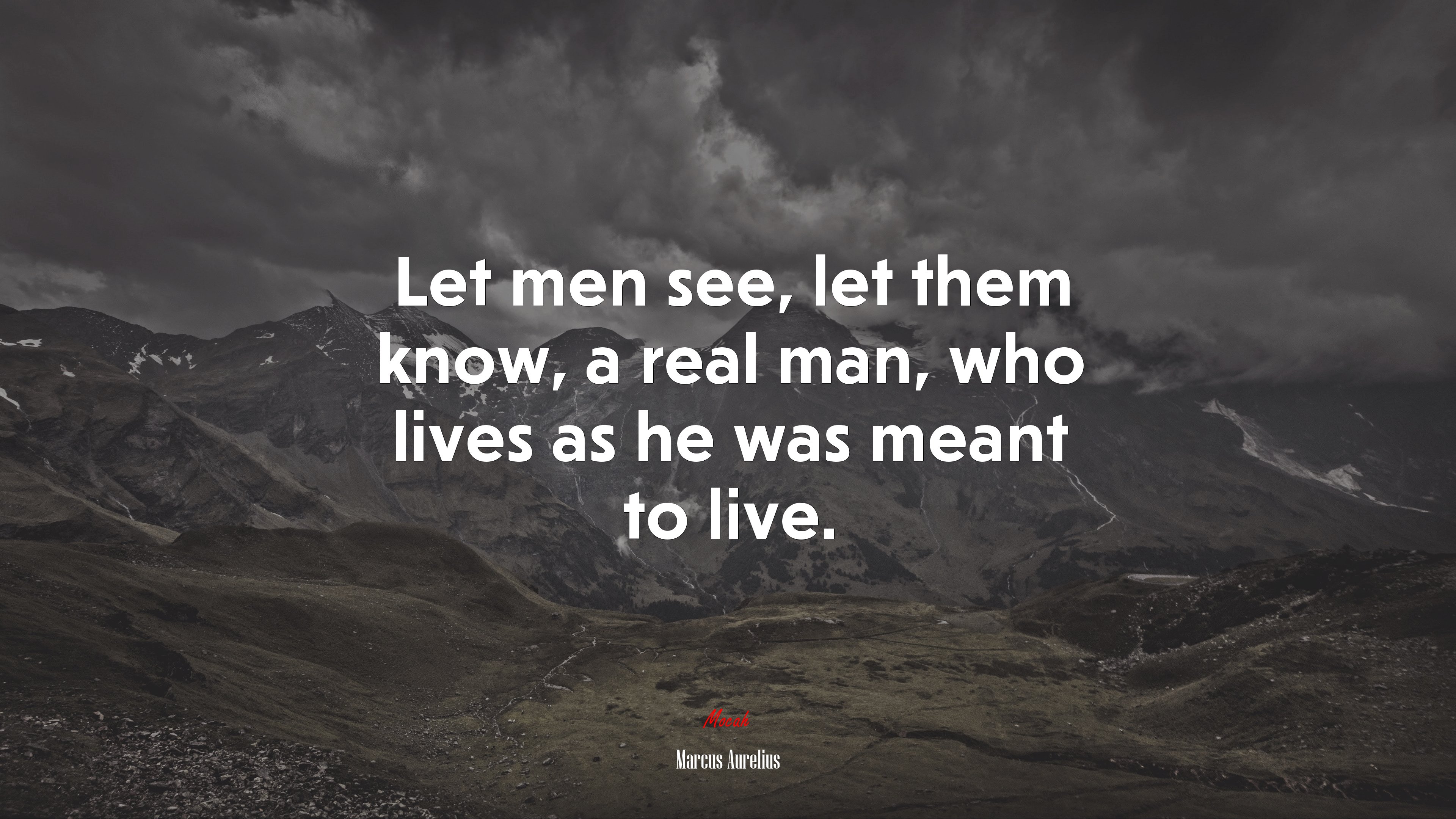 Let men see, let them know, a real man, who lives as he was meant to live. | Marcus Aurelius quote HD Wallpaper