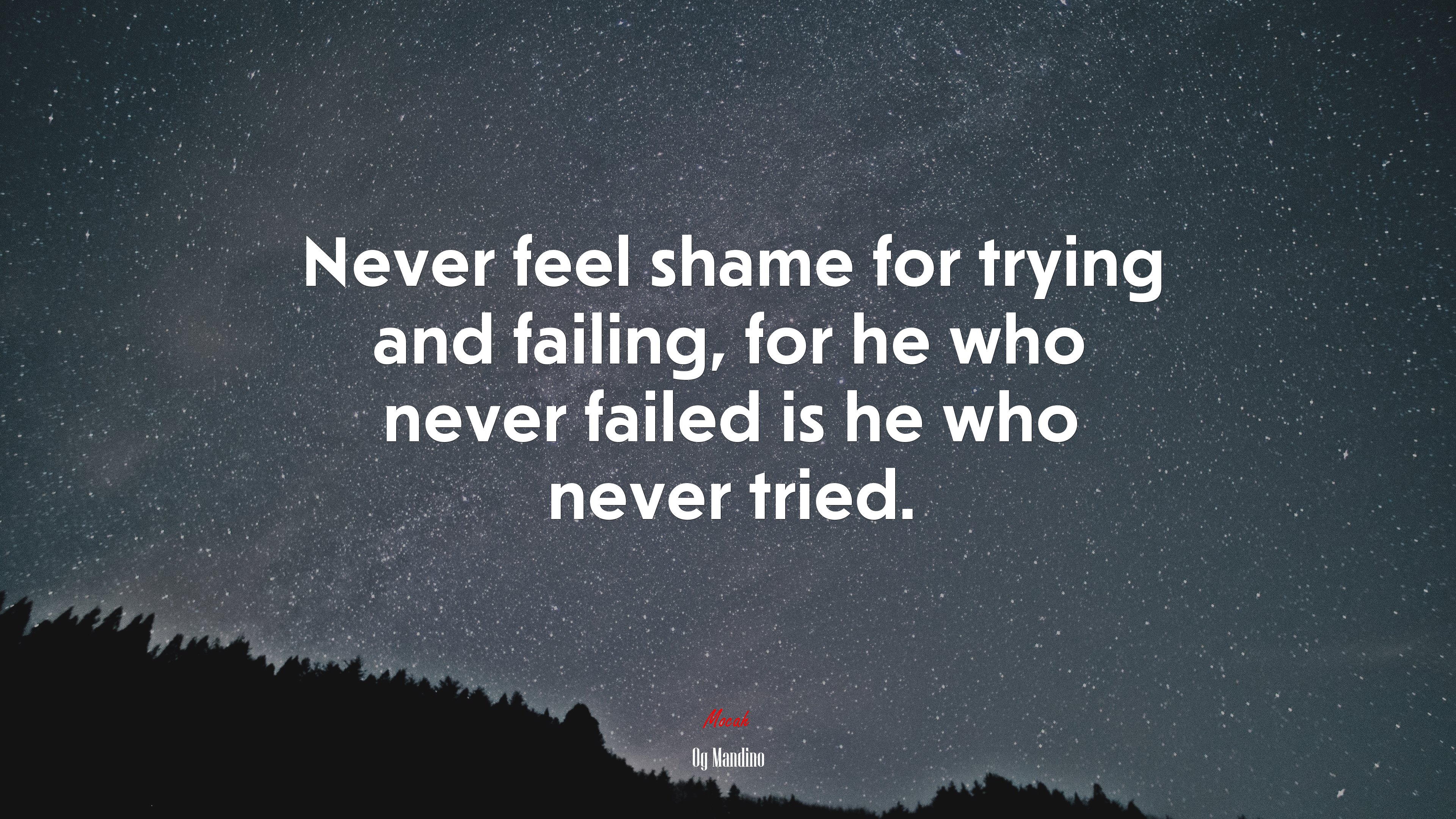 Never feel shame for trying and failing, for he who never failed is he who never tried. | Og Mandino quote HD Wallpaper