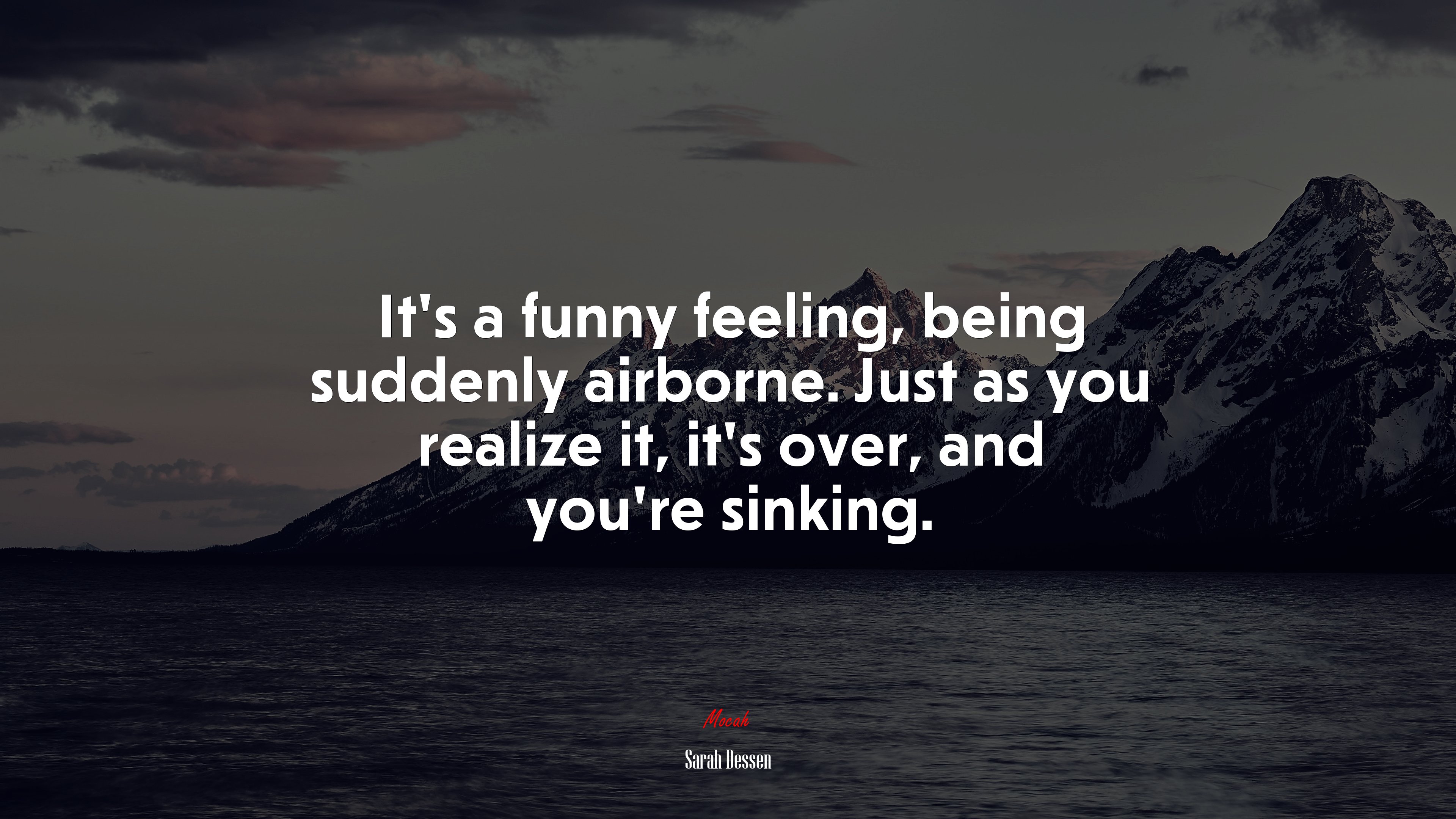 It’s a funny feeling, being suddenly airborne. Just as you realize it, it’s over, and you’re sinking. | Sarah Dessen quote HD Wallpaper