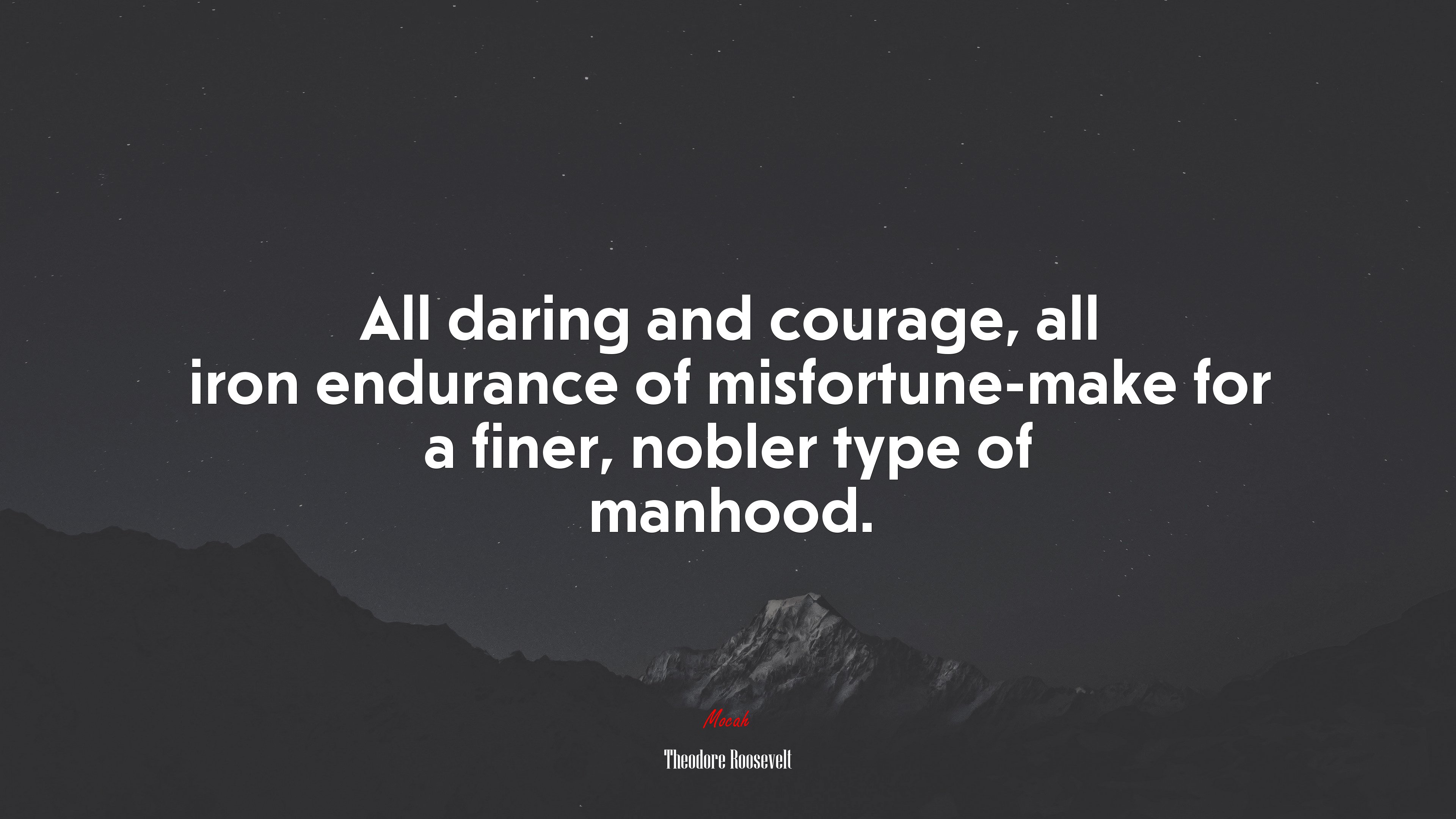 All daring and courage, all iron endurance of misfortune-make for a finer, nobler type of manhood. | Theodore Roosevelt quote HD Wallpaper