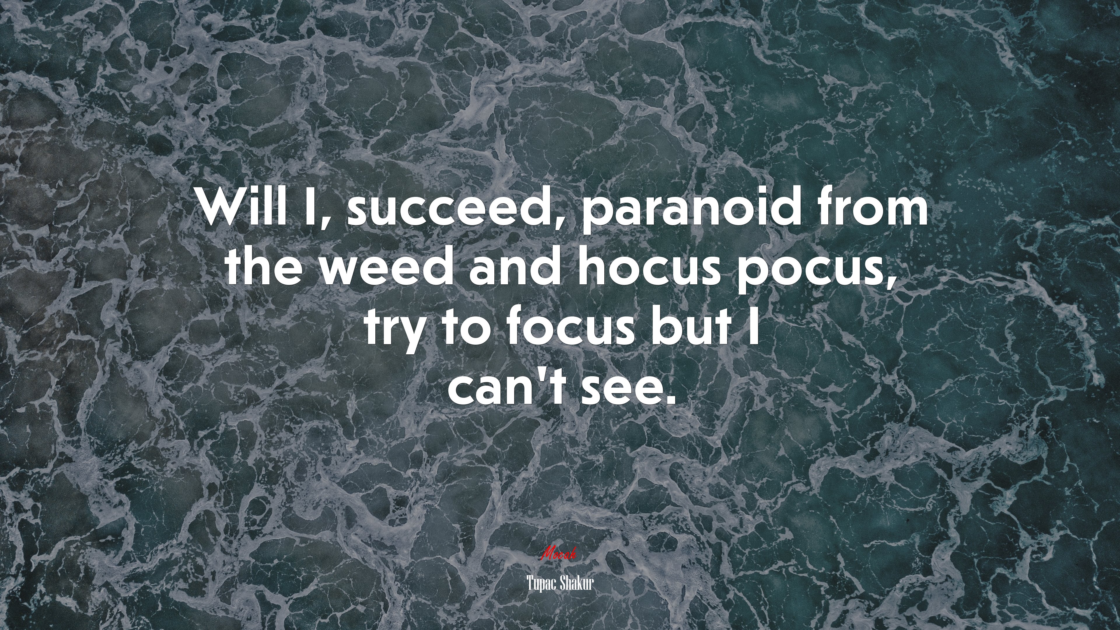 Will I, succeed, paranoid from the weed and hocus pocus, try to focus but I can’t see. | Tupac Shakur quote HD Wallpaper