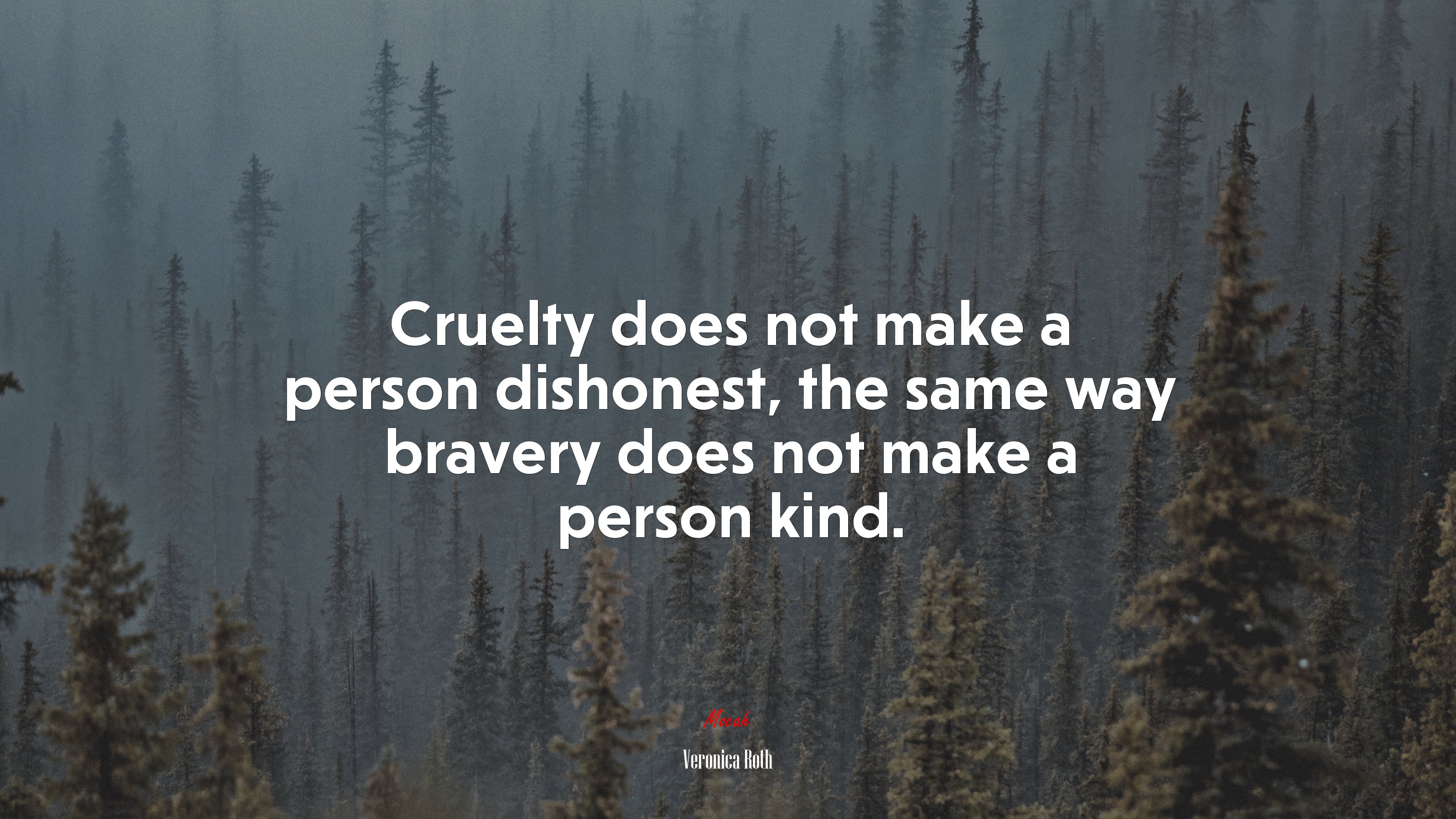 Cruelty does not make a person dishonest, the same way bravery does not make a person kind. | Veronica Roth quote HD Wallpaper
