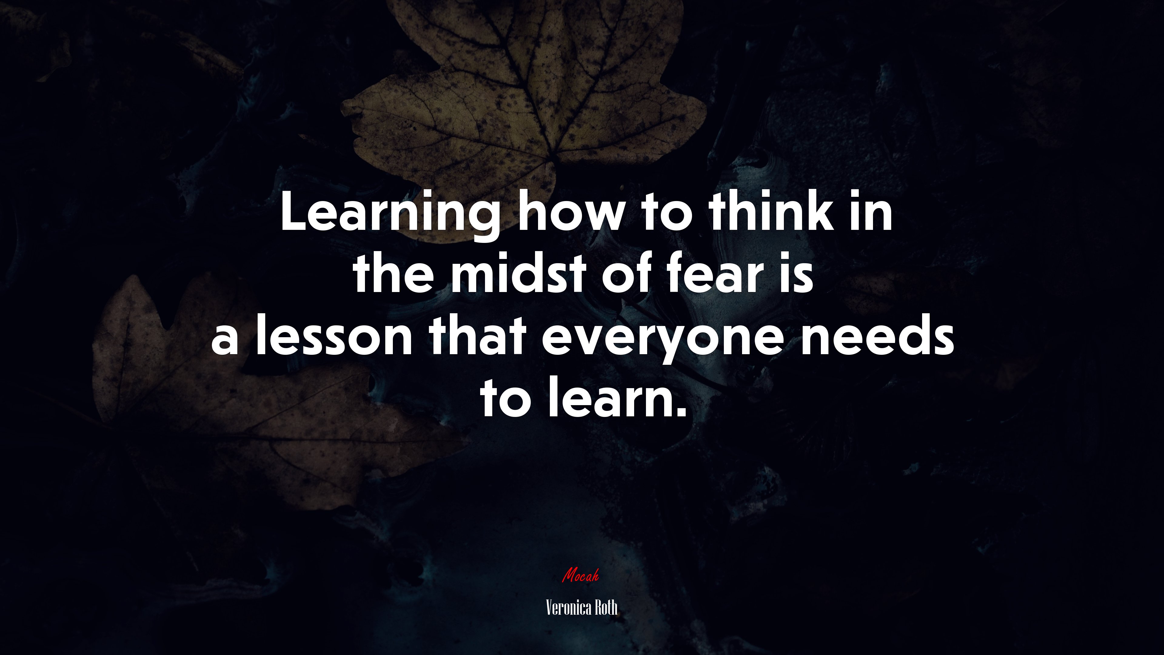 Learning how to think in the midst of fear is a lesson that everyone needs to learn. | Veronica Roth quote HD Wallpaper