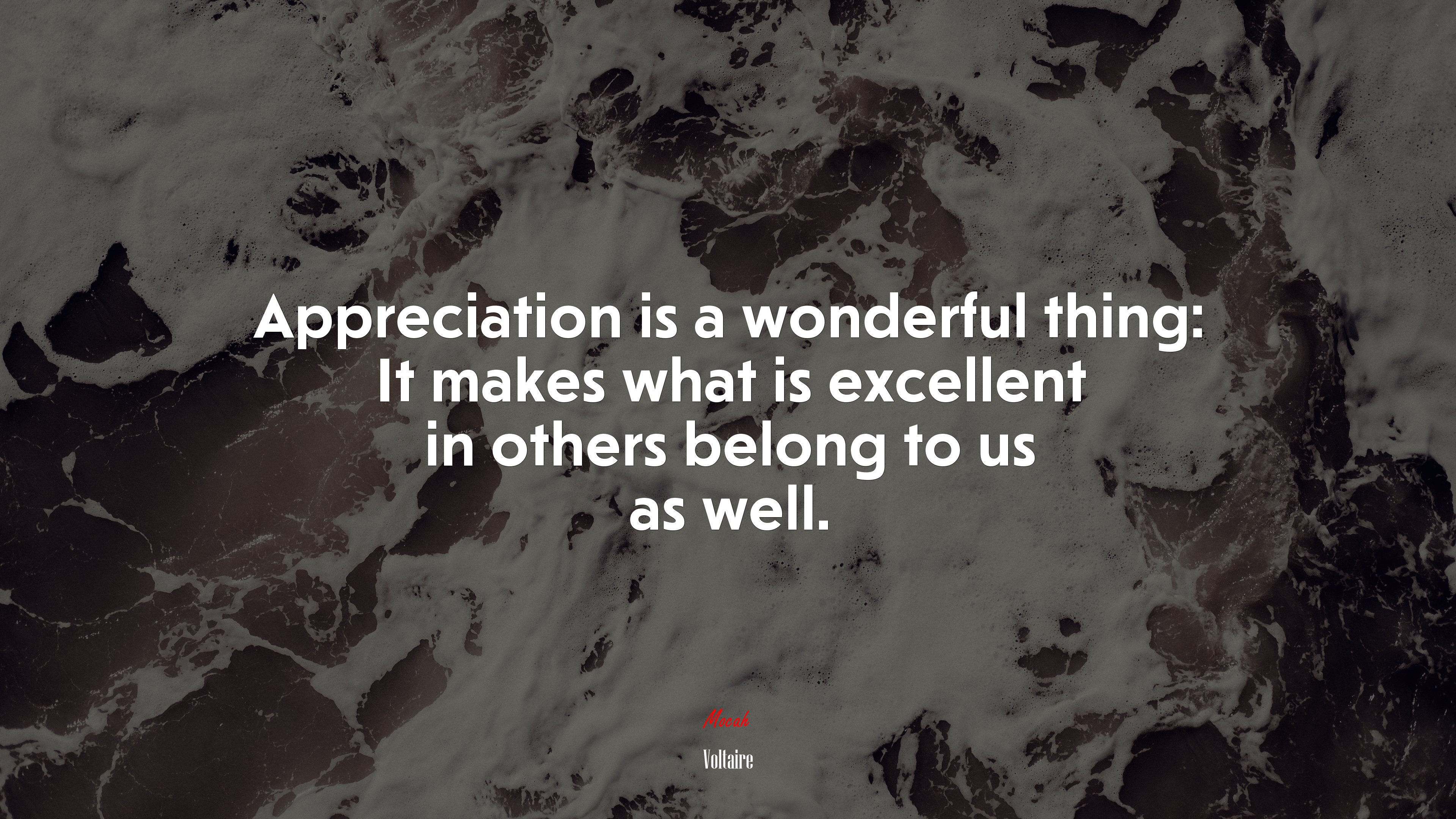 Appreciation is a wonderful thing: It makes what is excellent in others belong to us as well. | Voltaire quote HD Wallpaper